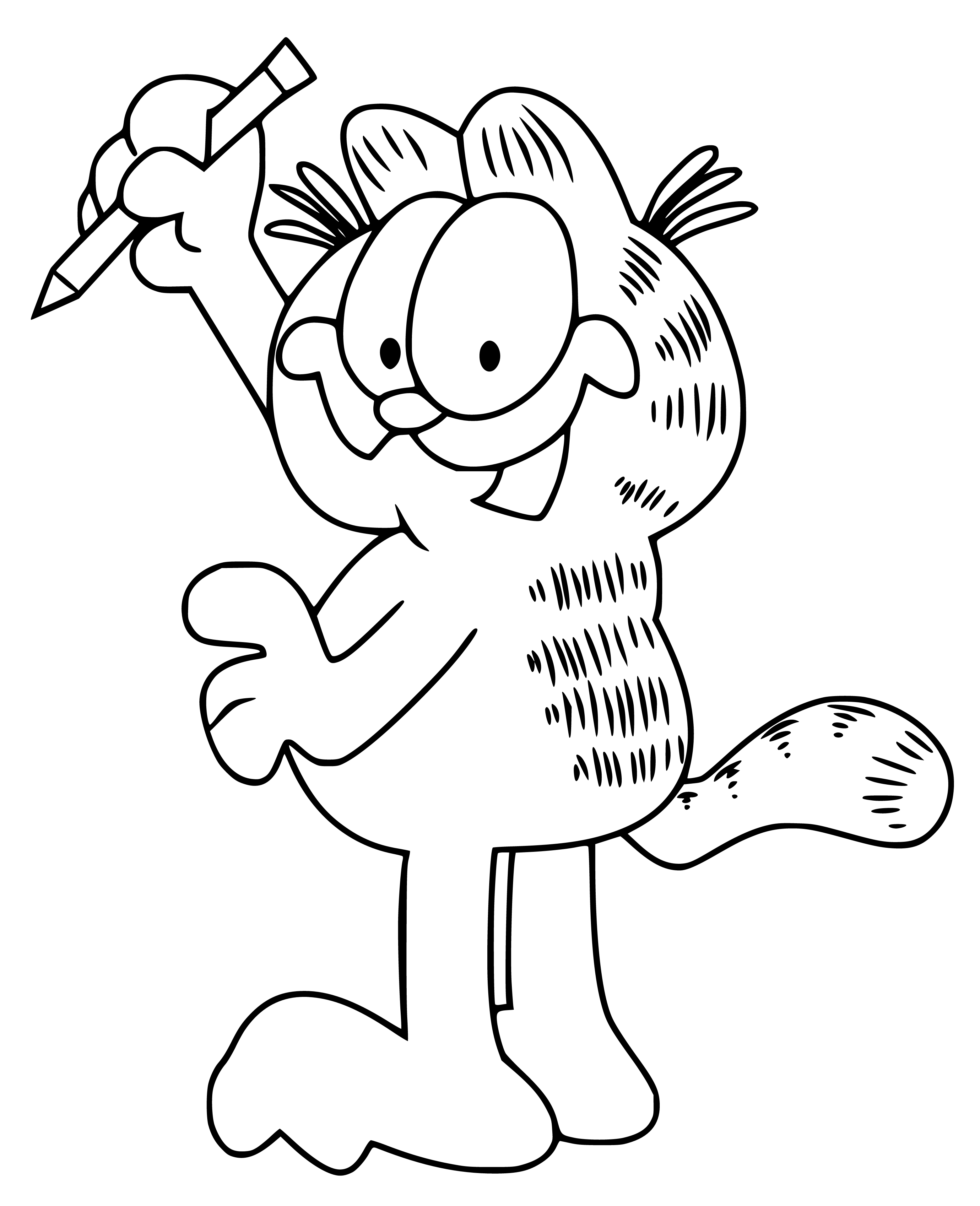 Printable Garfield as Student Coloring Page for kids.