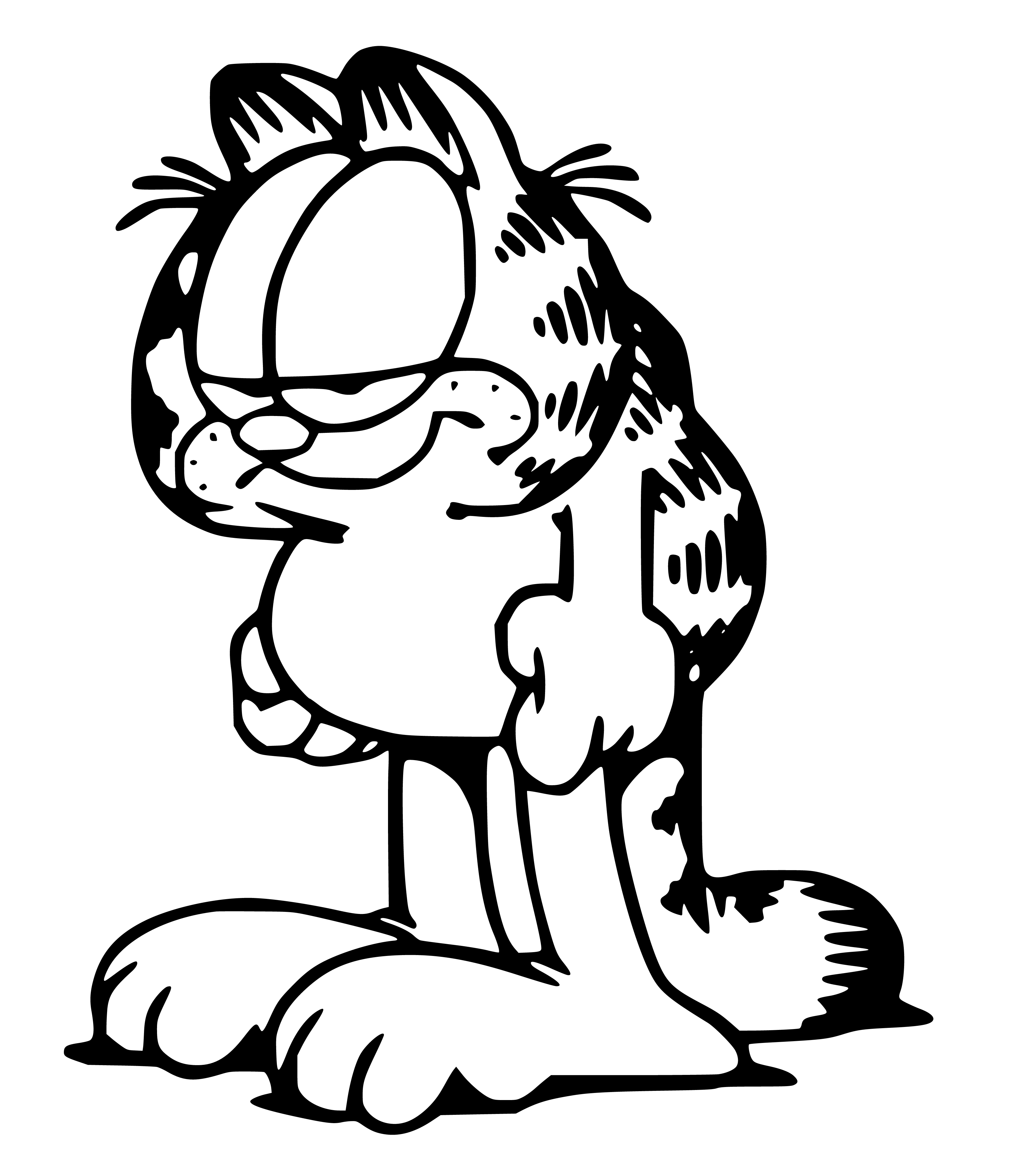 Printable Unhappy Garfield Coloring Page for kids.