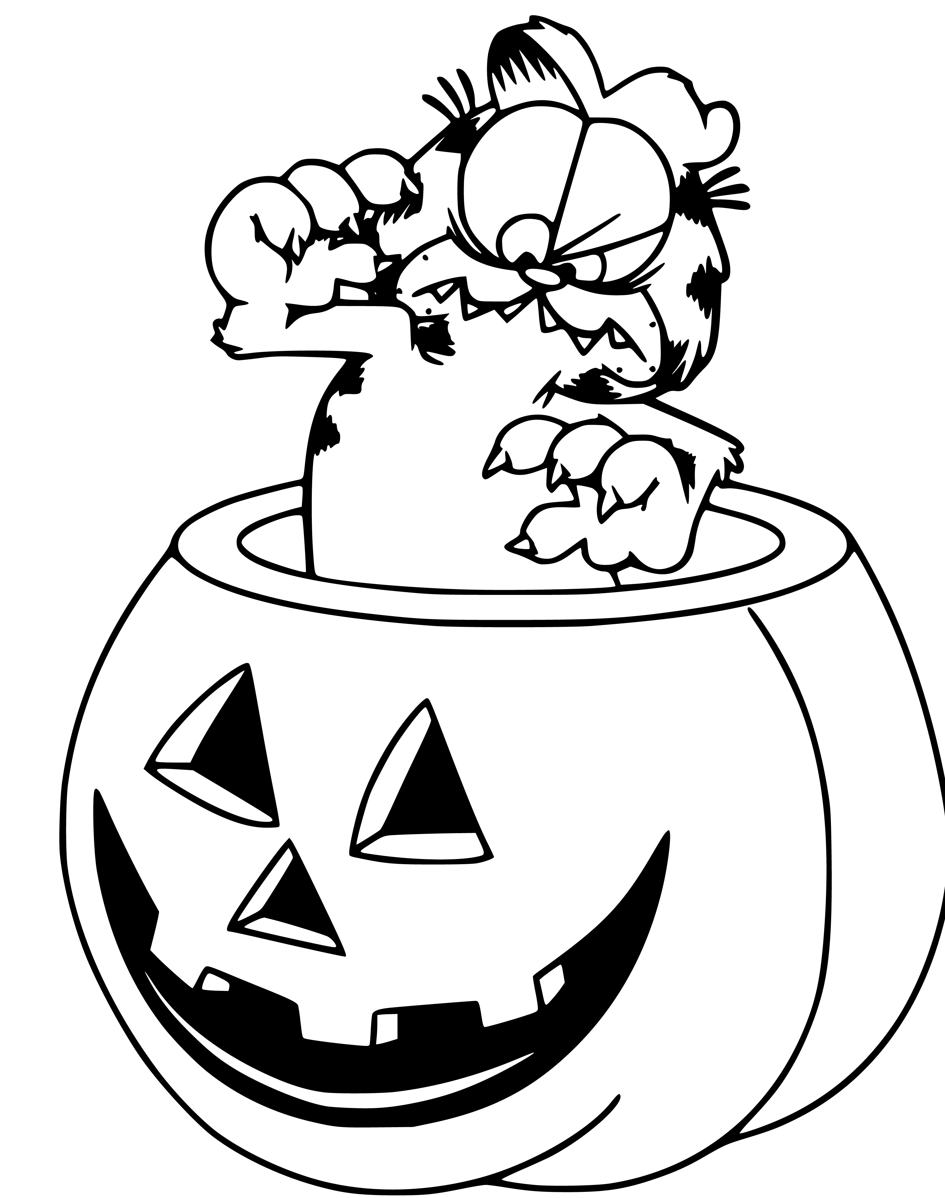 Printable Garfield Halloween Pumpkin Coloring Page for kids.