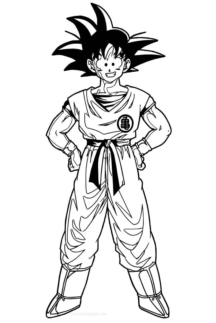 Son Goku Smiles Coloring Page - Free Printable Coloring Pages for Kids