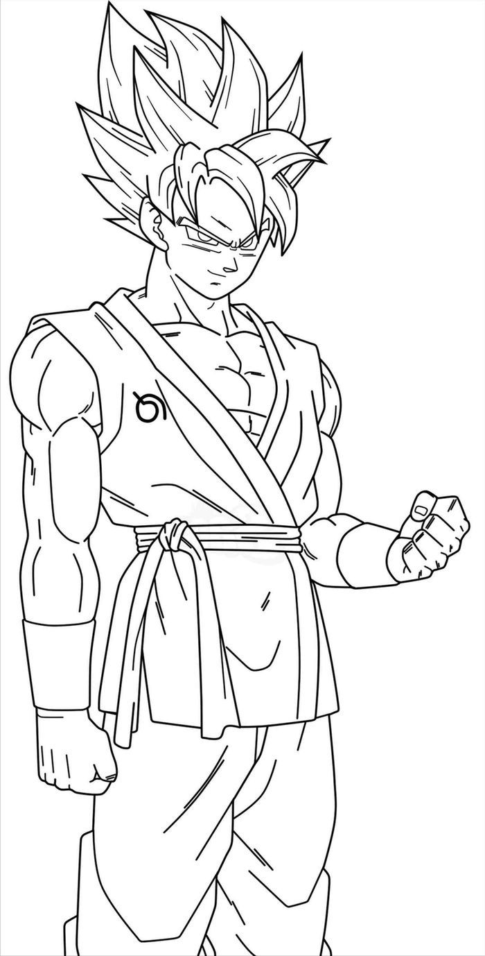 Printable Super Saiyan God Goku Coloring Page for kids.