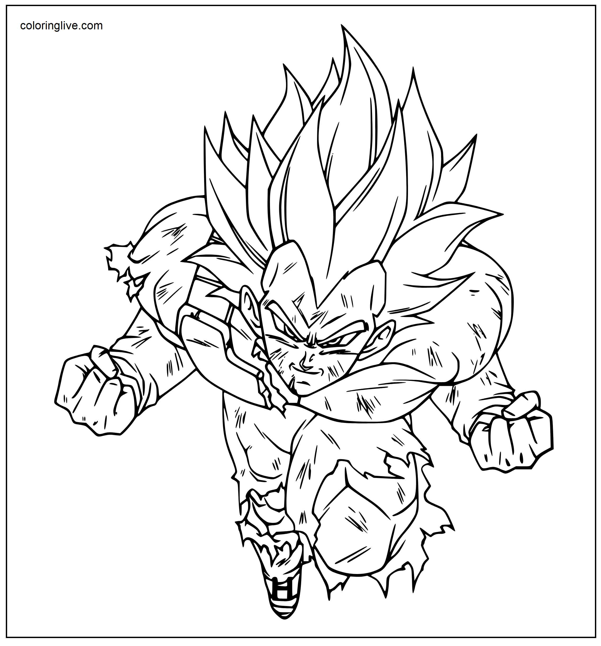 Printable Goku is on the run Coloring Page for kids.