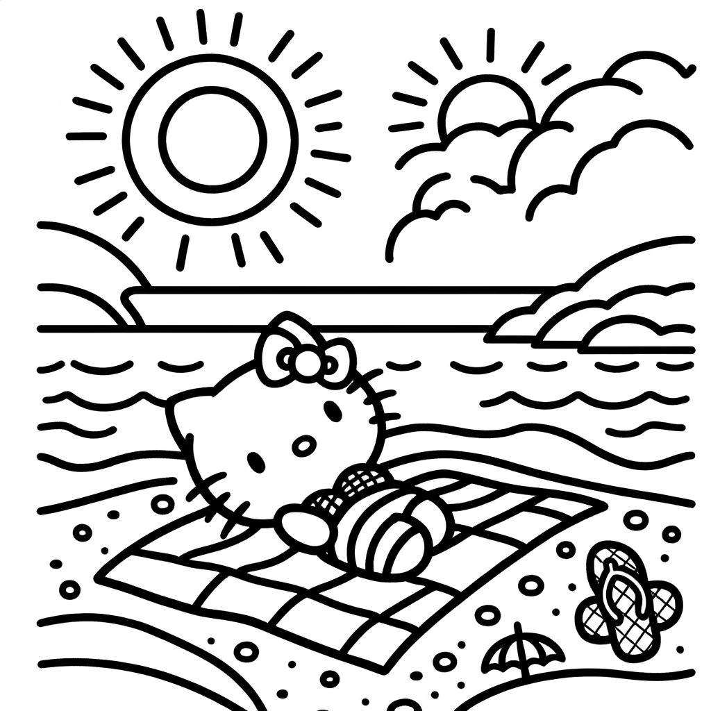 Hello Kitty Summer Coloring Pages 8