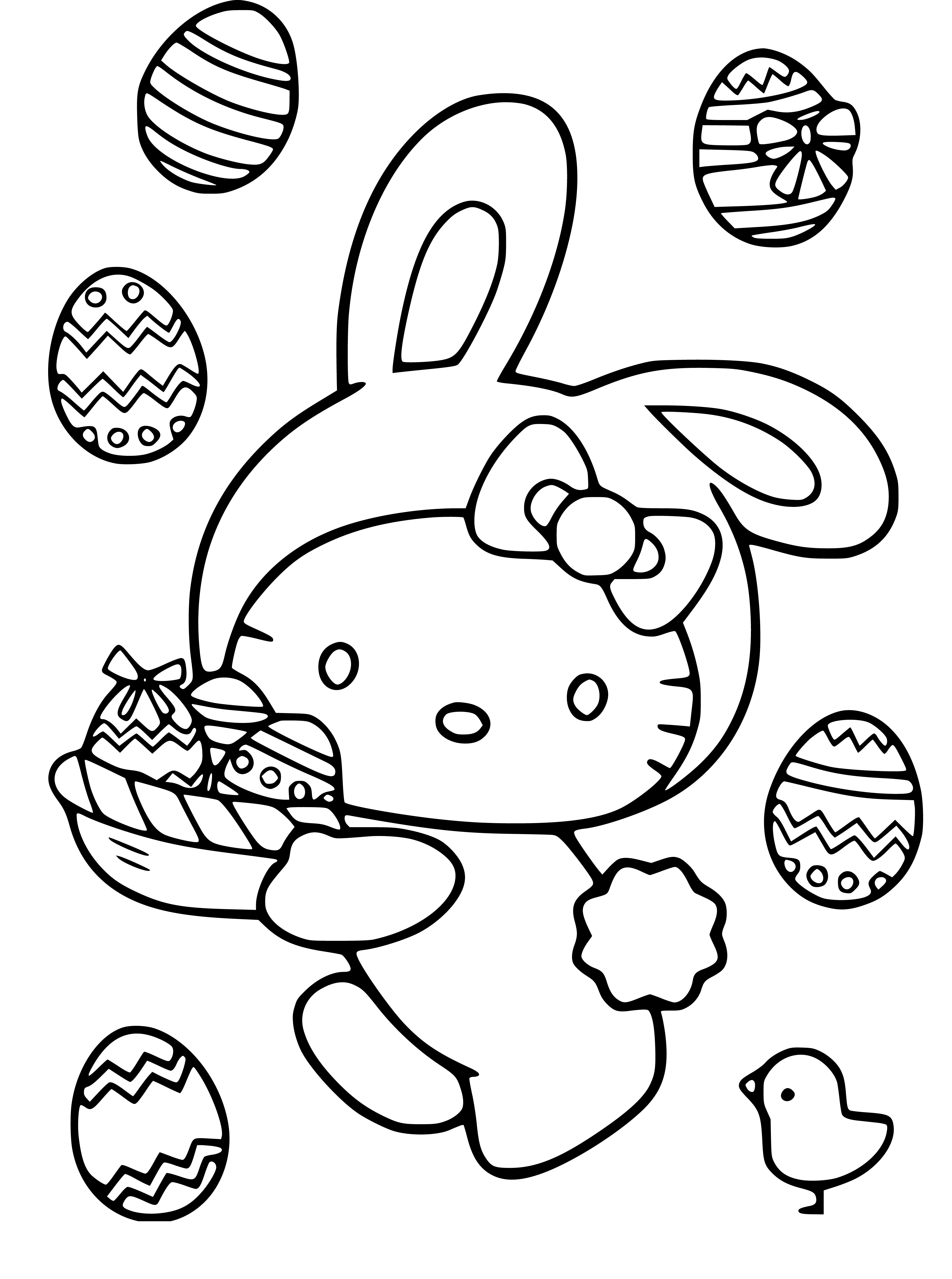 Printable Kitty Easter eggs Coloring Page for kids.
