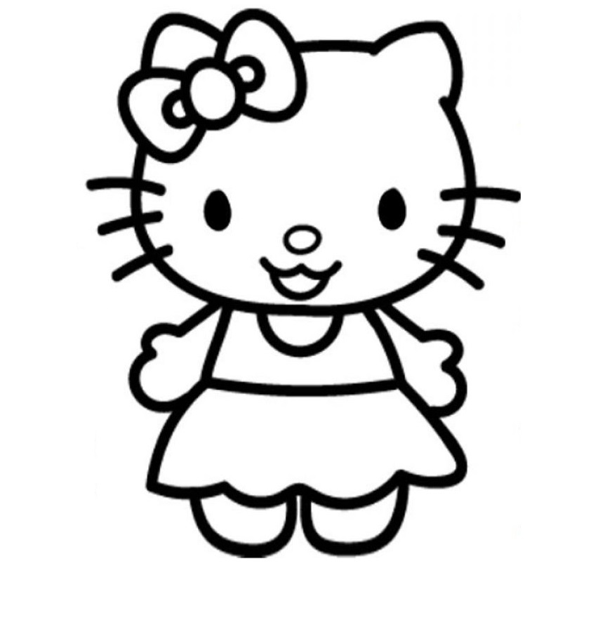 Printable Hello Kitty as Doll Coloring Page for kids.