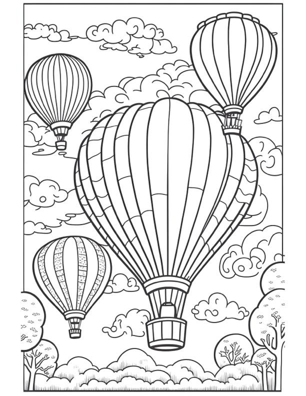 5 Hot Air Balloon Coloring Pages! - The Graphics Fairy