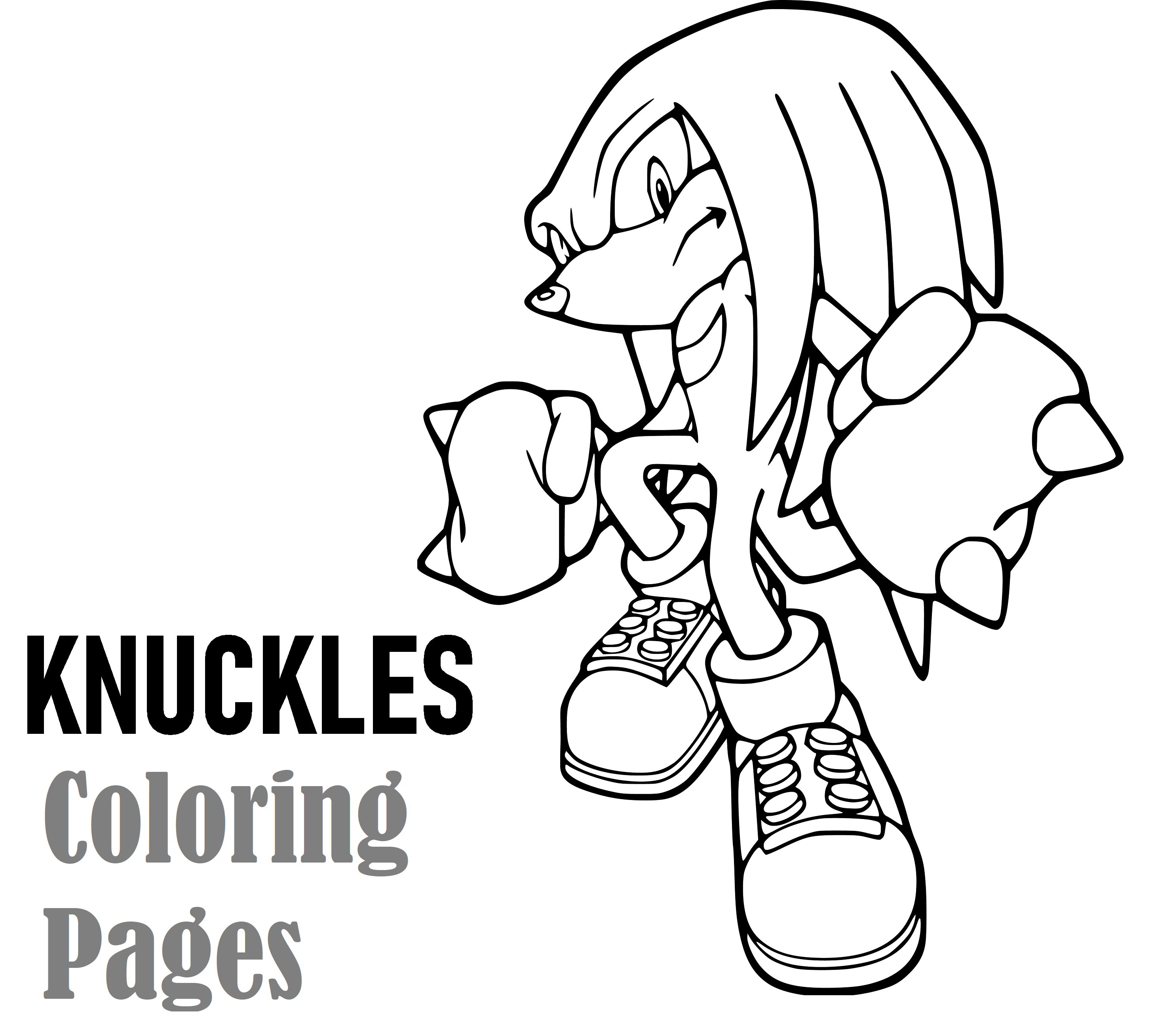 Printable Knuckles  Black and White Coloring Page for kids.