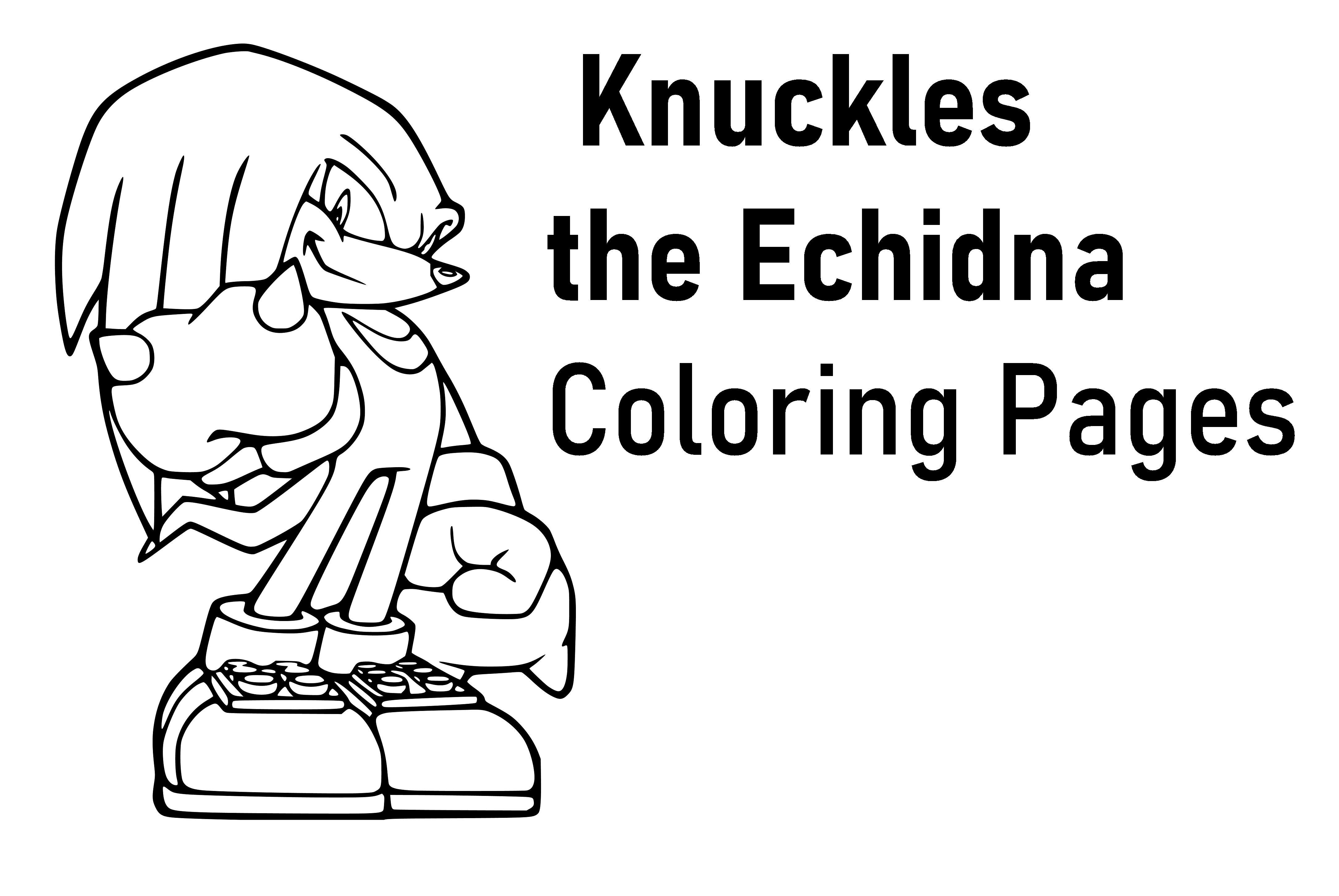 Printable Sonic Knuckles the Echidna Coloring Page for kids.
