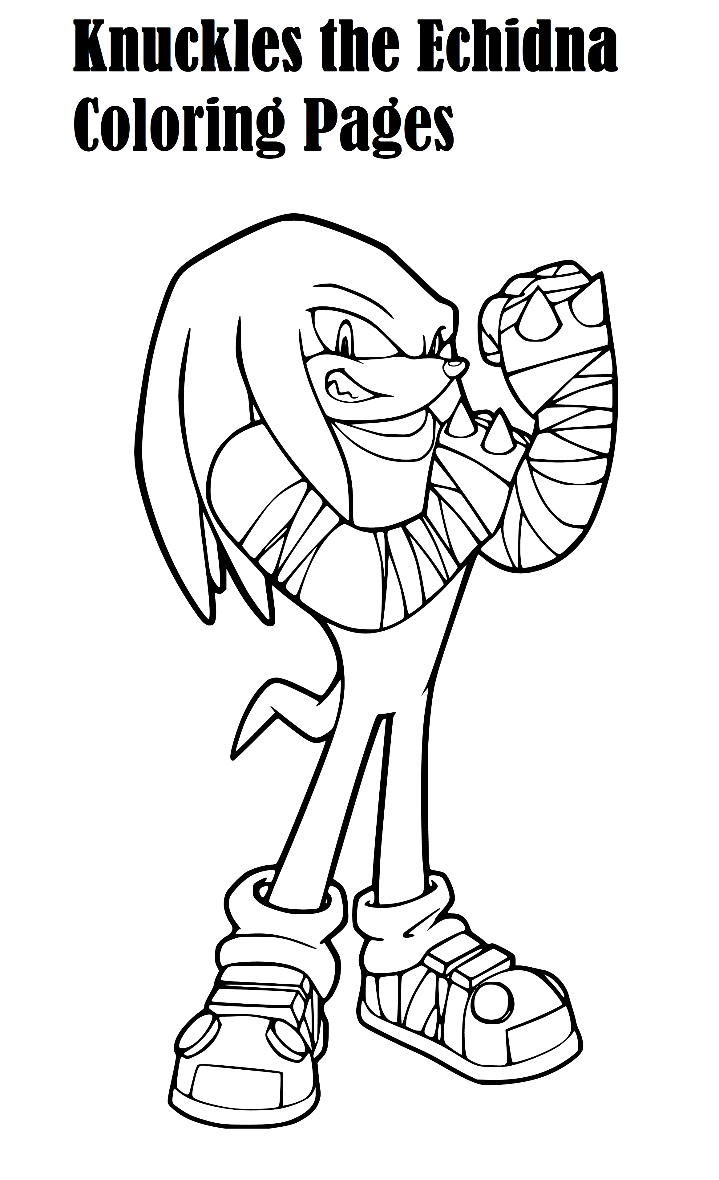 Sonic Knuckles Coloring Page Printable for Kids, Free, Simple and Easy, as PDF