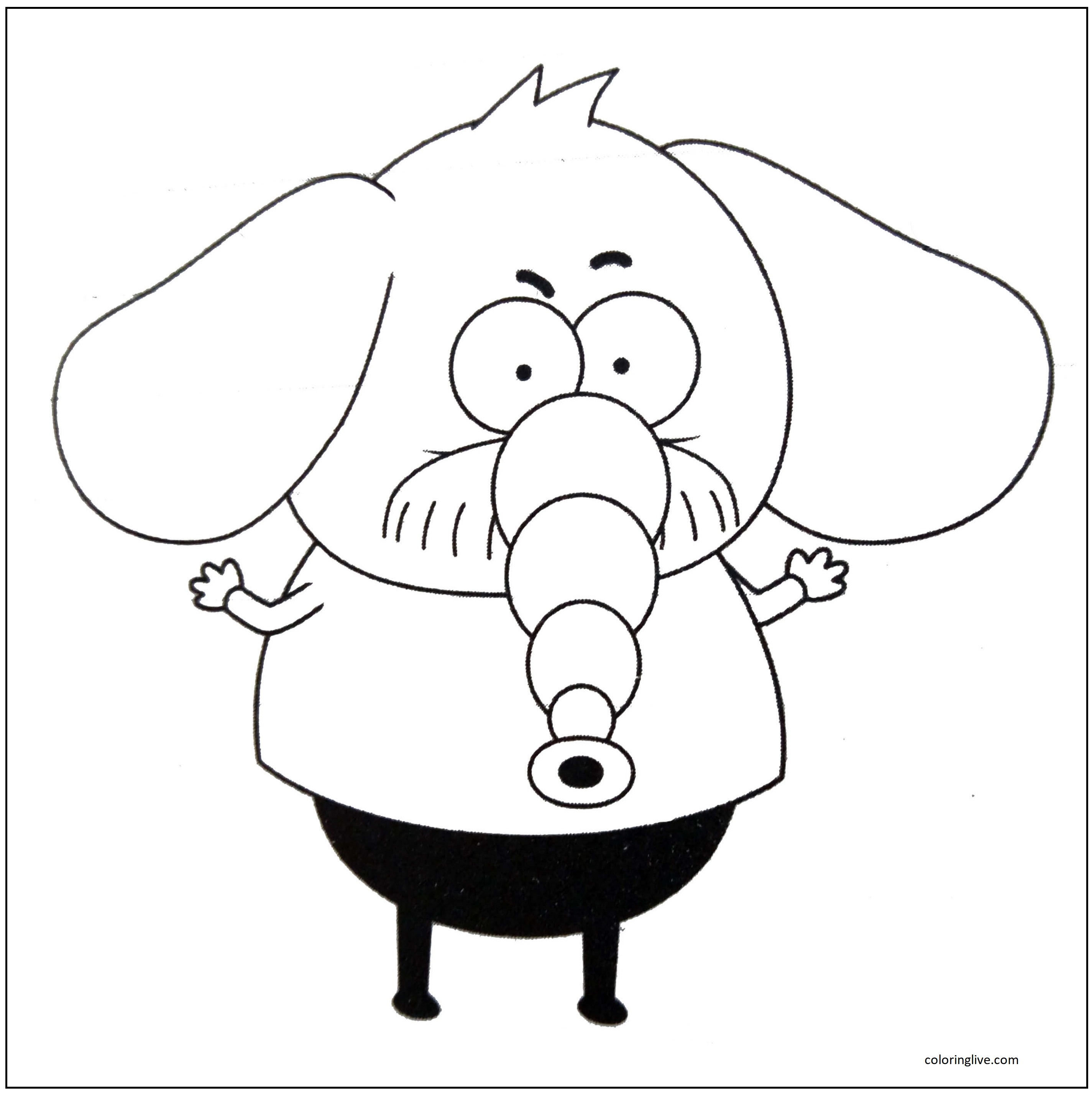Printable Elephant Remzi from King Shakir Coloring Page for kids.