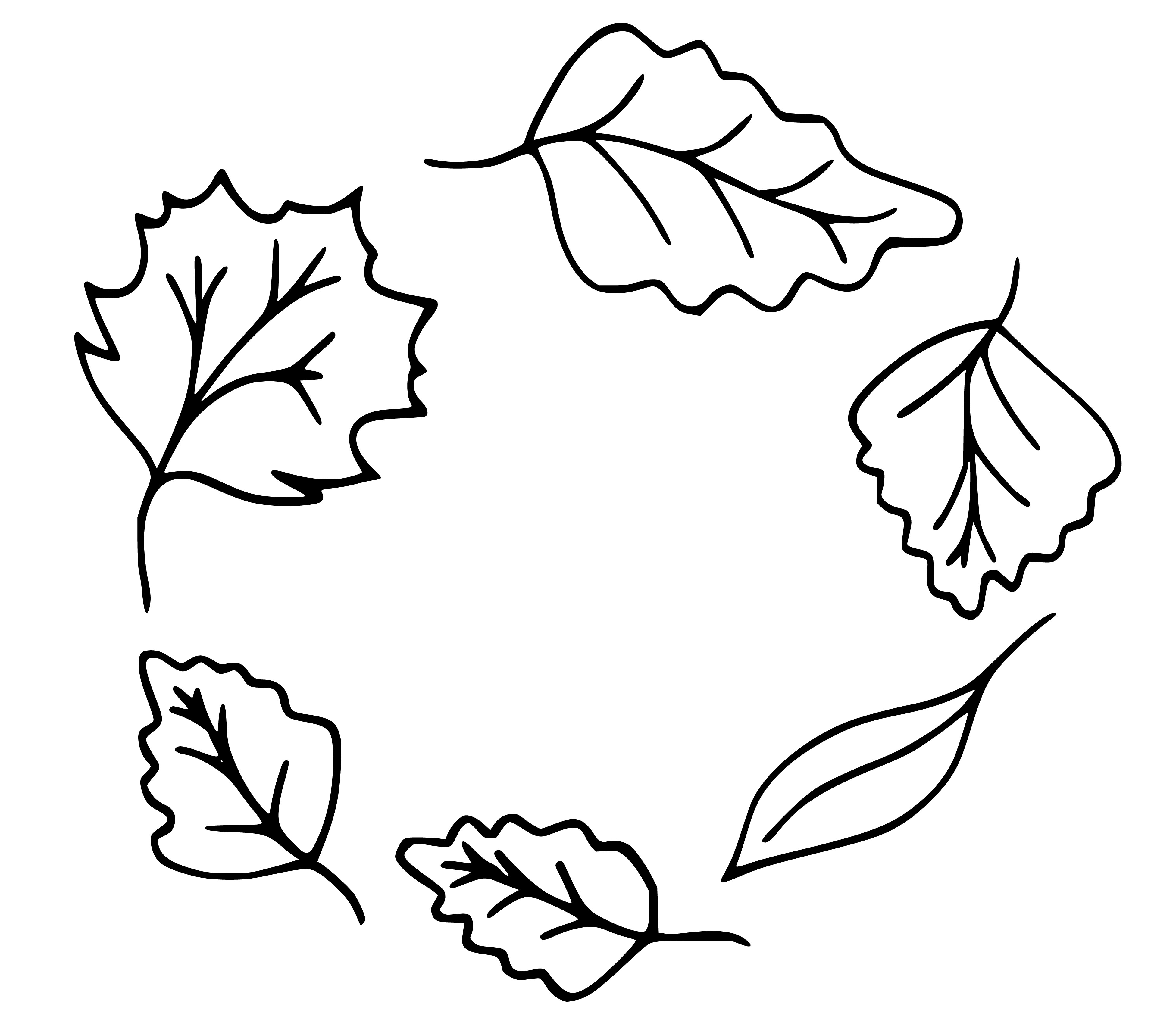 Printable Various Leaves Coloring Page for kids.