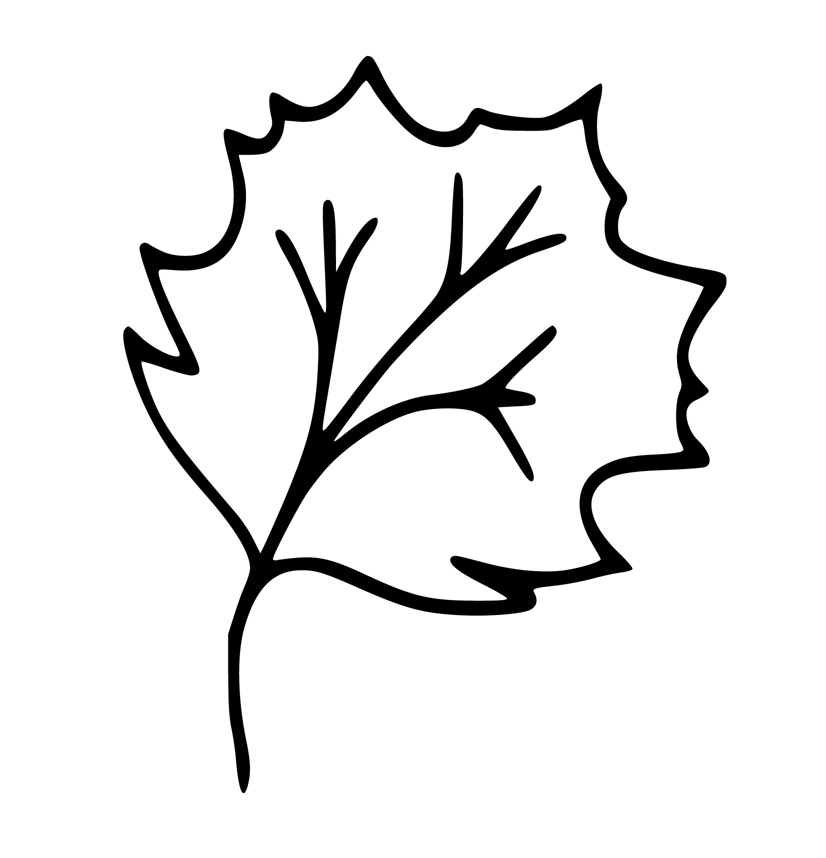 Maple Leaf Coloring Page Printable for Kids, Free, Simple and Easy, as PDF