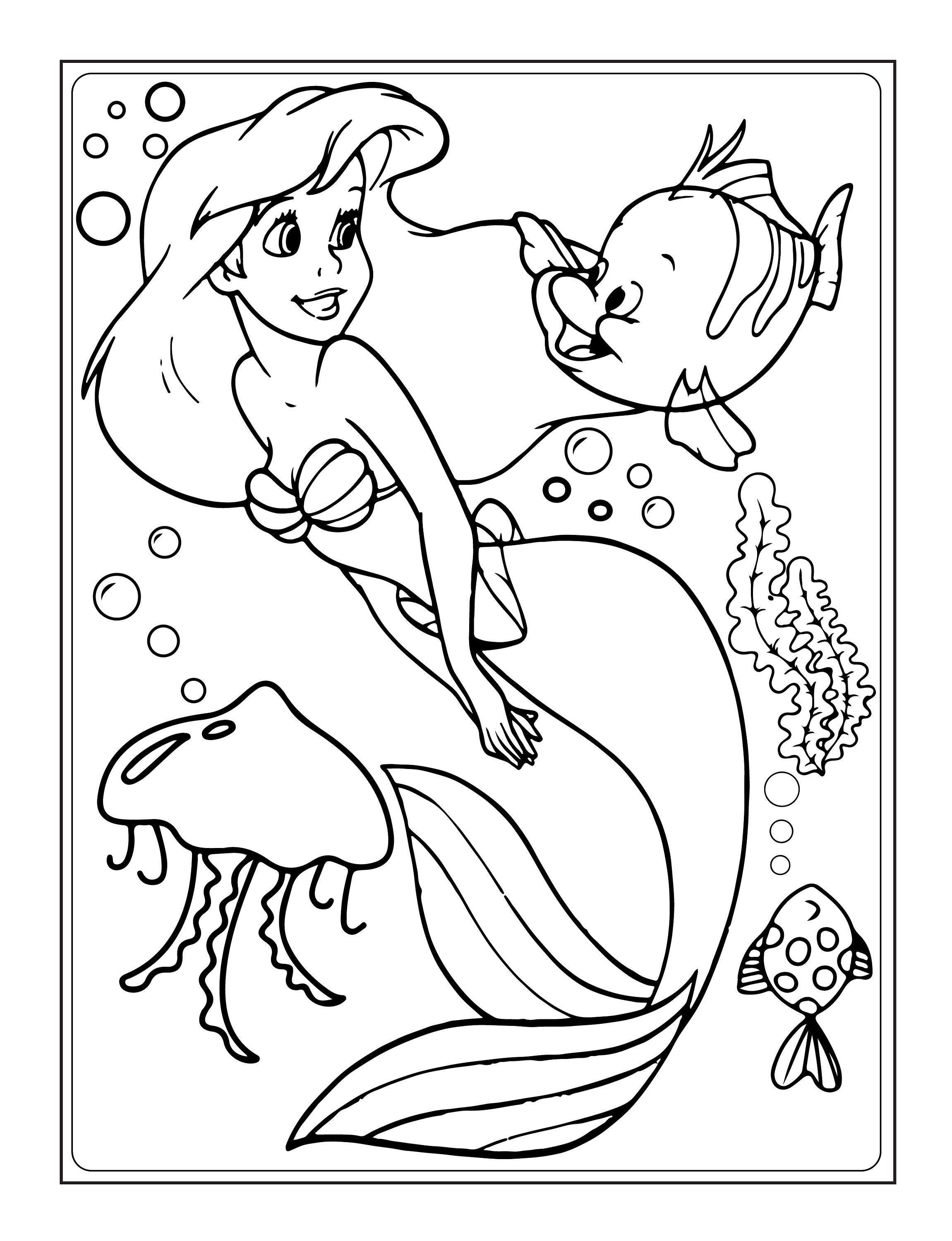 Printable Little Mermaid s Coloring Page for kids.