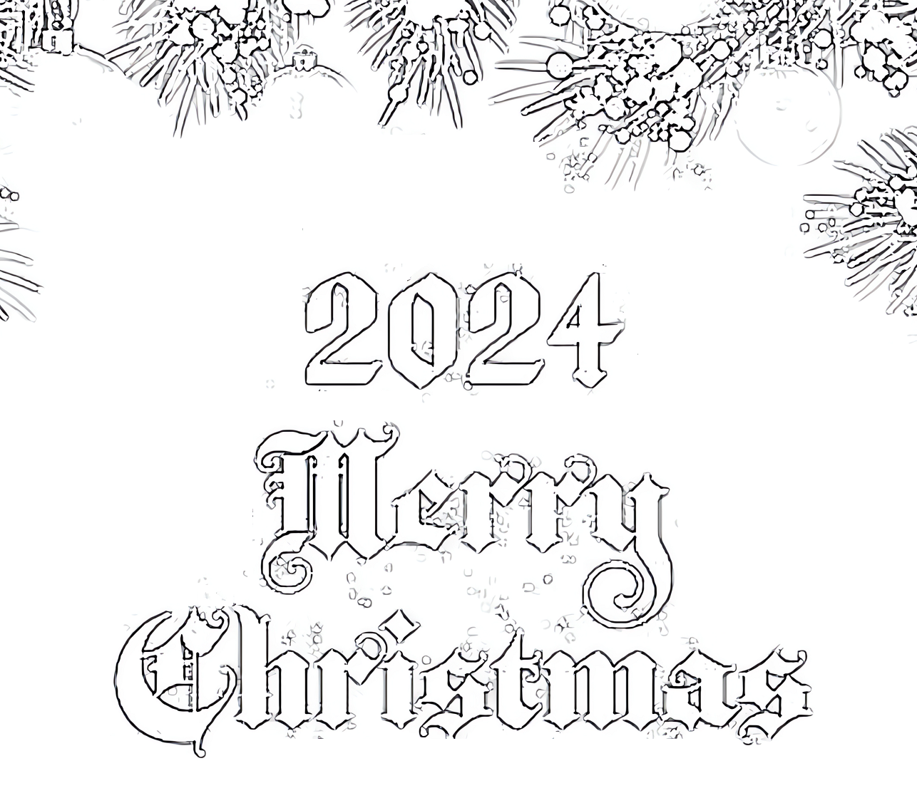 Printable Happy New Year 2024 Coloring Page for kids.