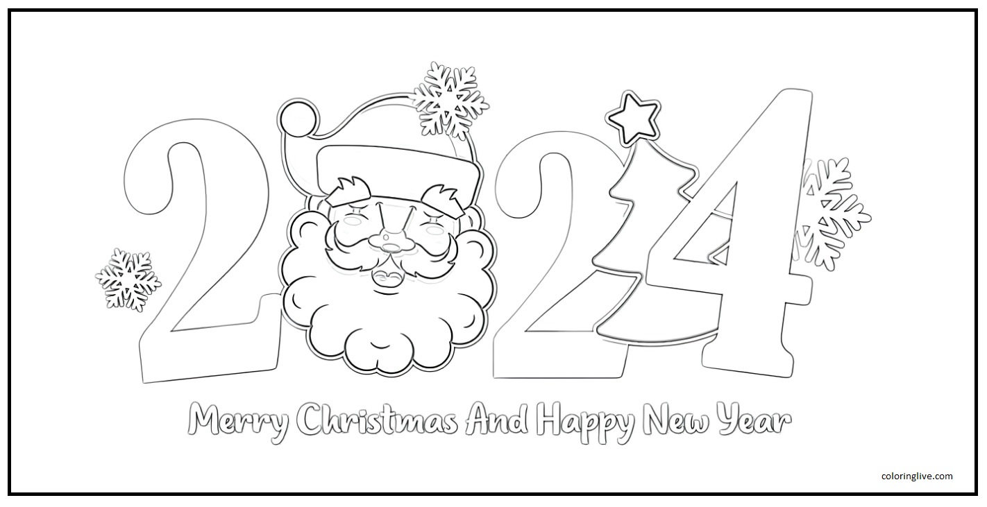 Merry Christmas 2024 Coloring Pages 1