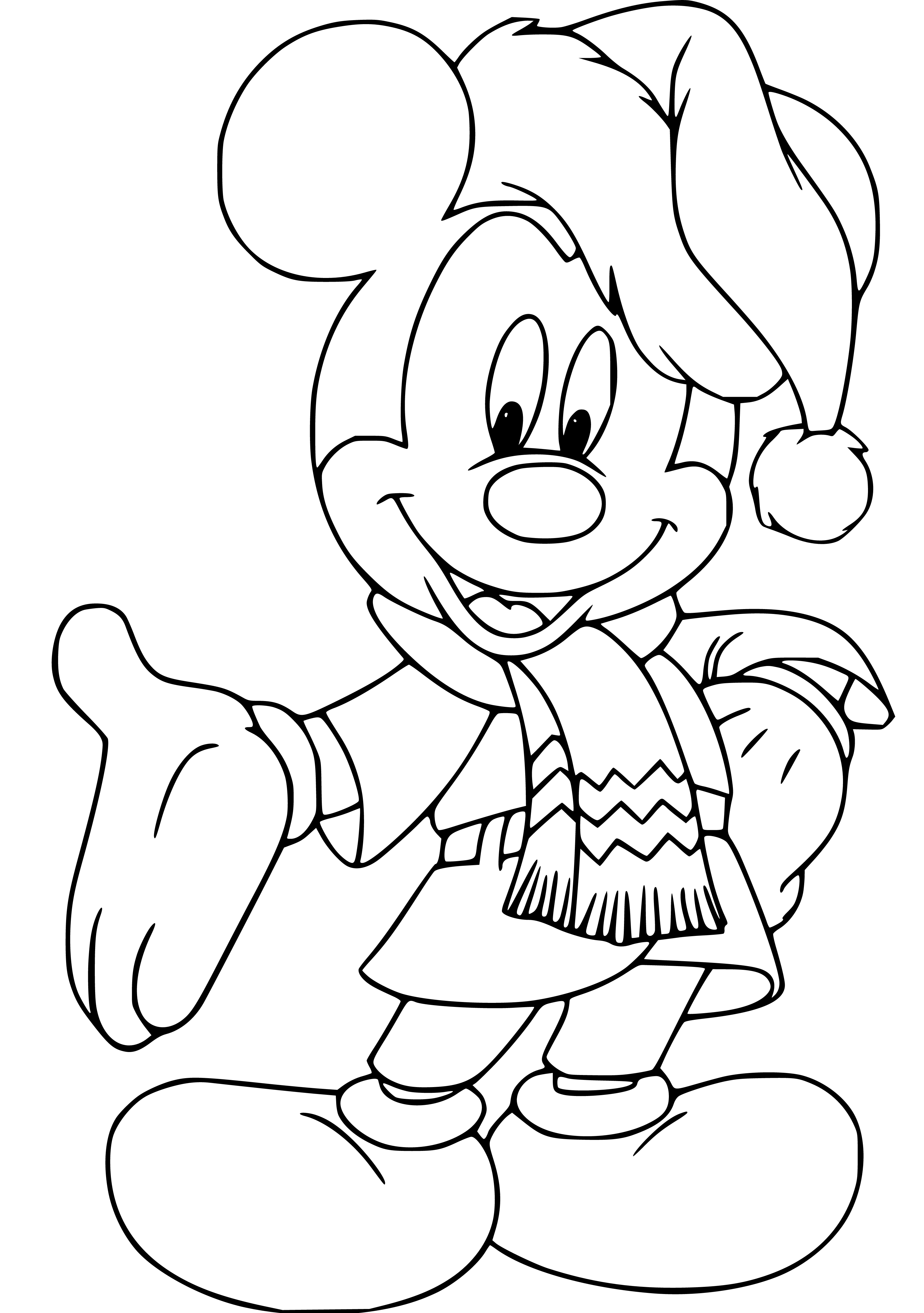 Printable Mickey Mouse  (BW) Coloring Page for kids.