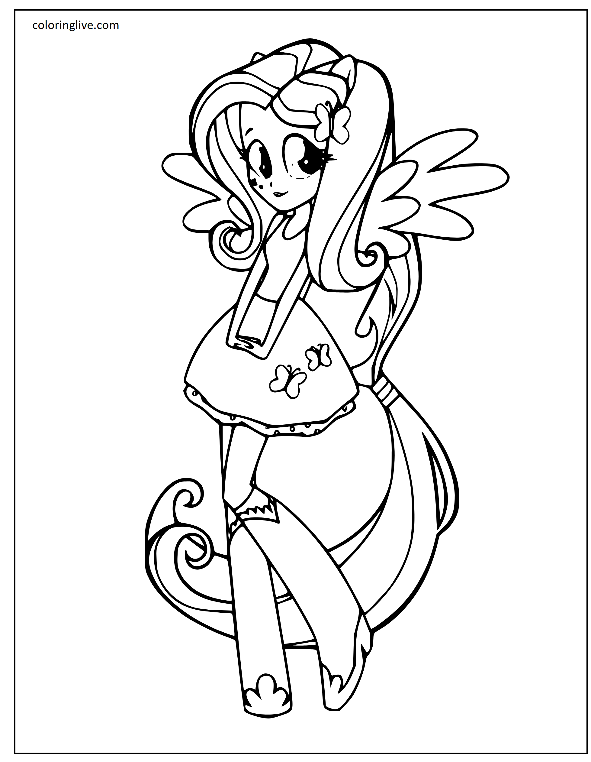 Printable Fluttershy Coloring Page for kids.