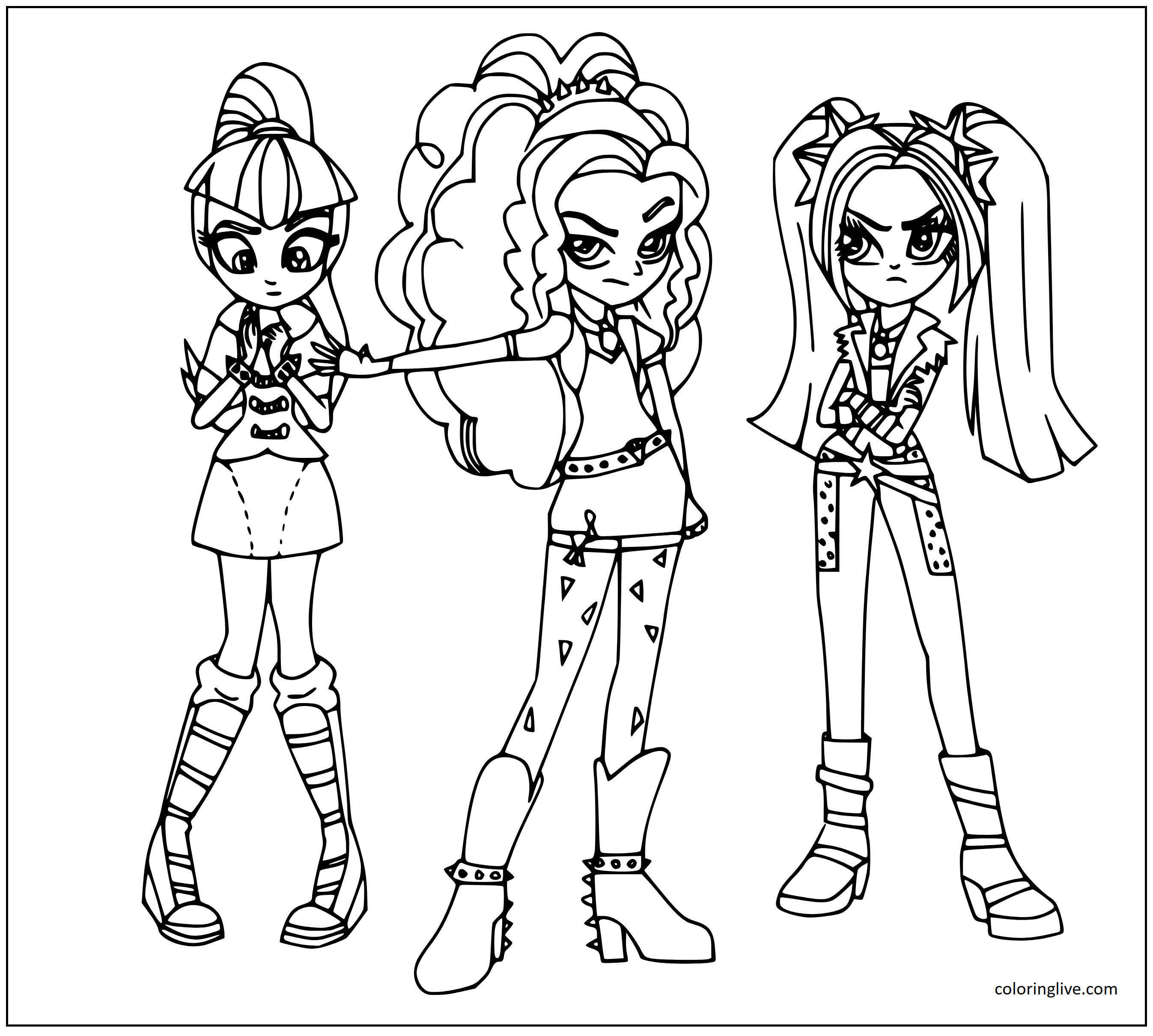 Printable Equestria Girls  sheet Coloring Page for kids.