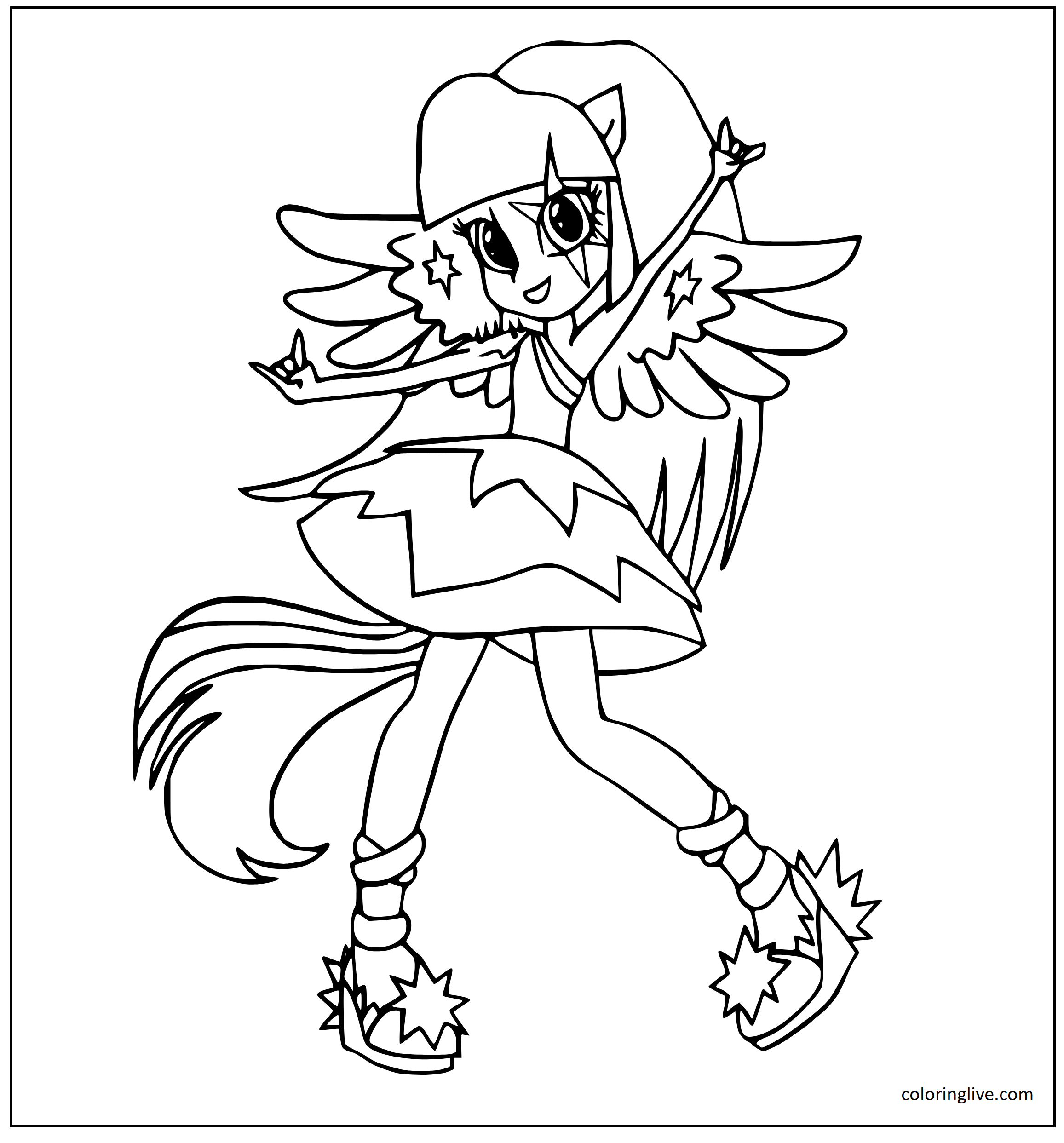 Printable Twilight Sparkle Coloring Page for kids.
