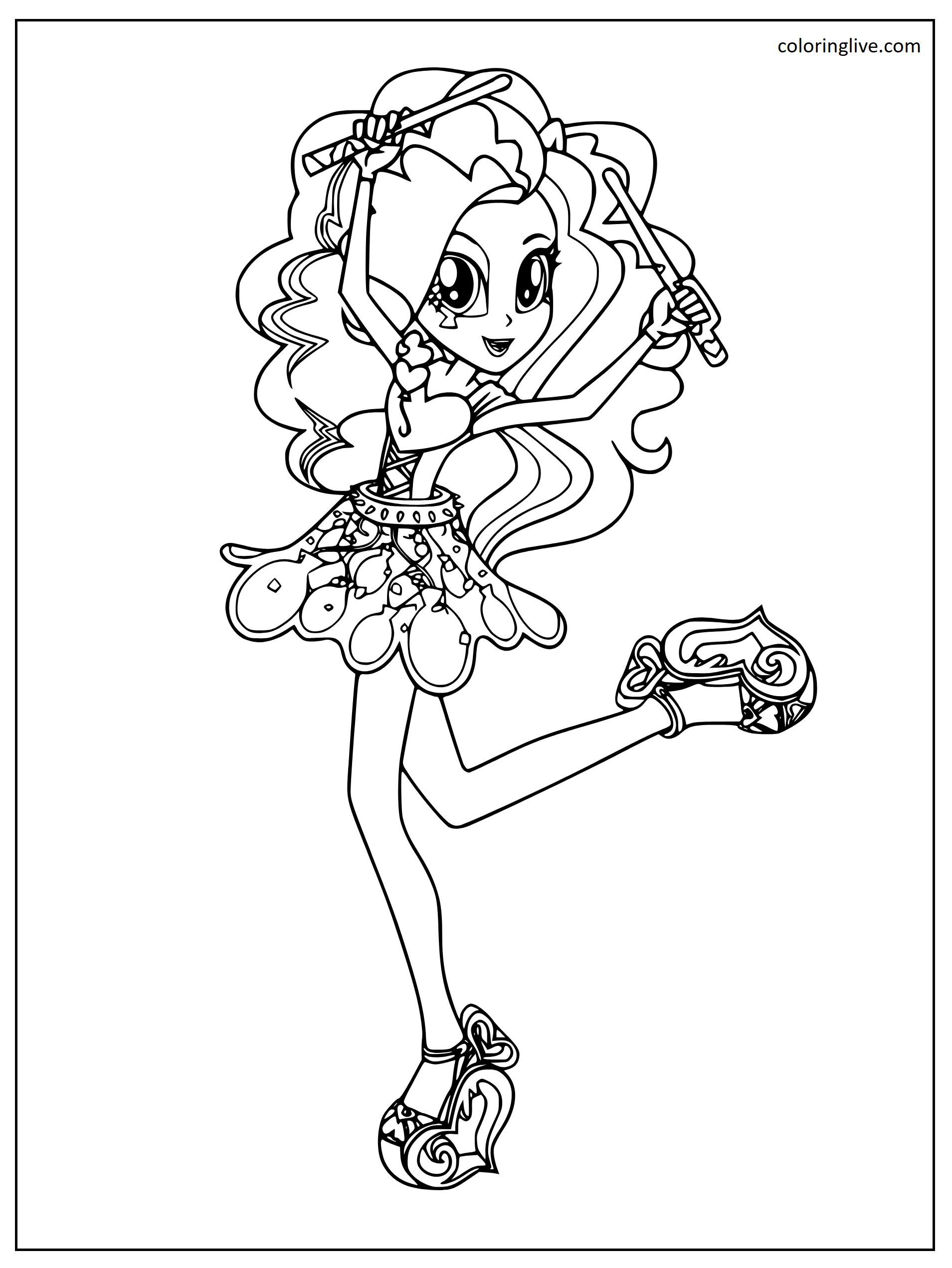 Printable Pinkie Pie from Equestria Girls MLP Coloring Page for kids.
