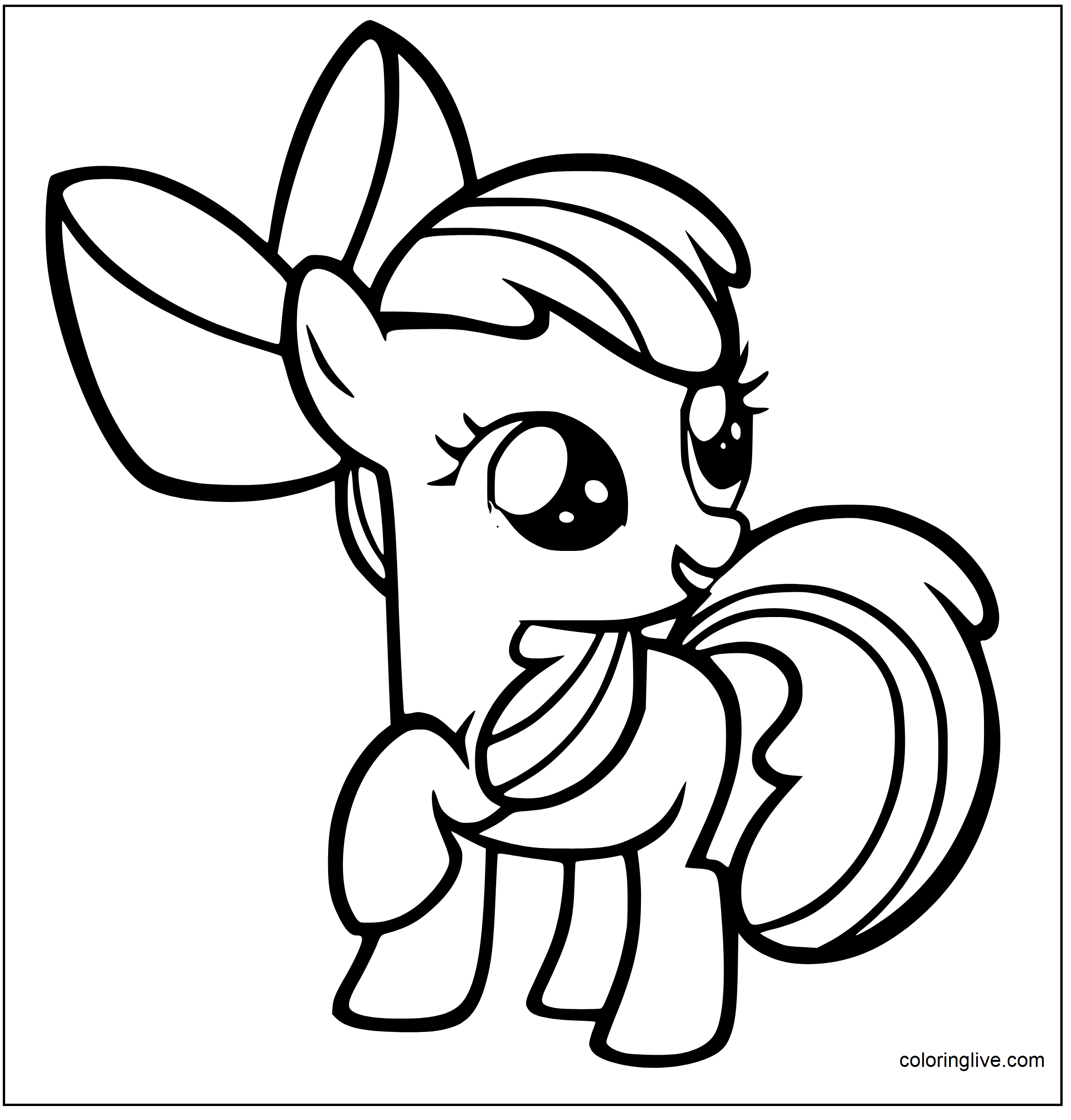 Printable Apple Bloom MLP Coloring Page for kids.