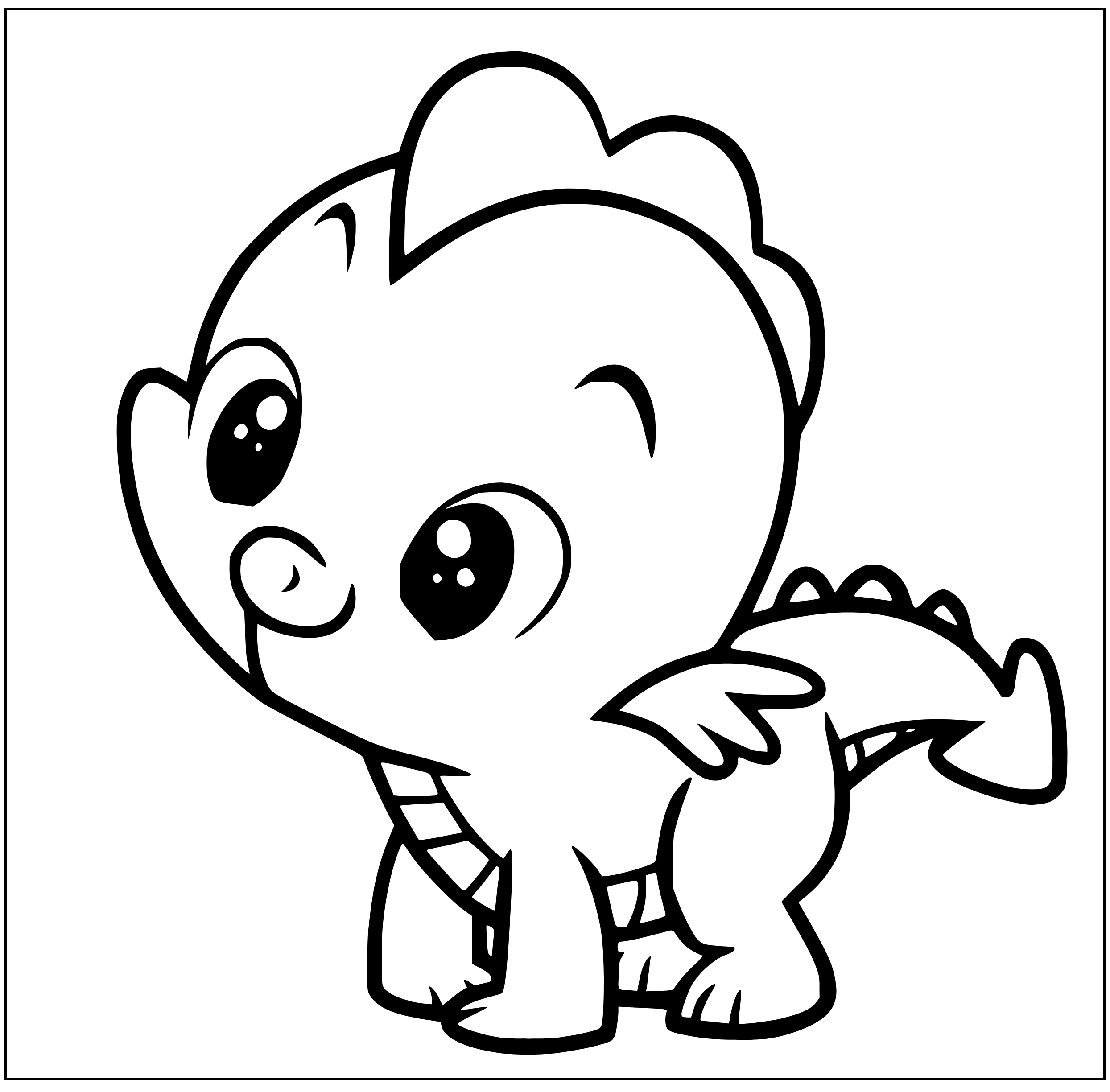 Printable Baby Spike Coloring Page for kids.