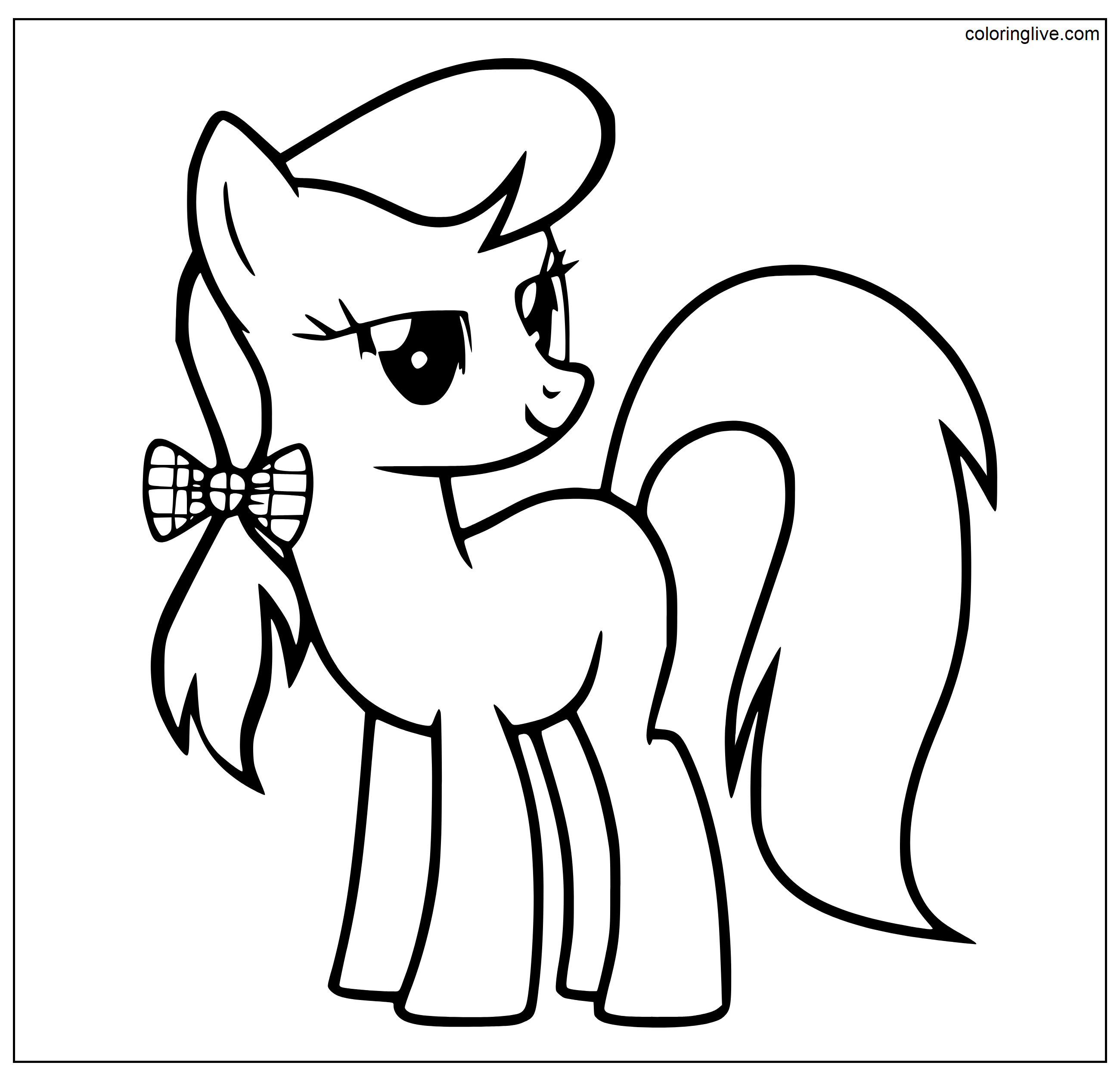 Printable MLP Little Pony Bowknot Coloring Page for kids.