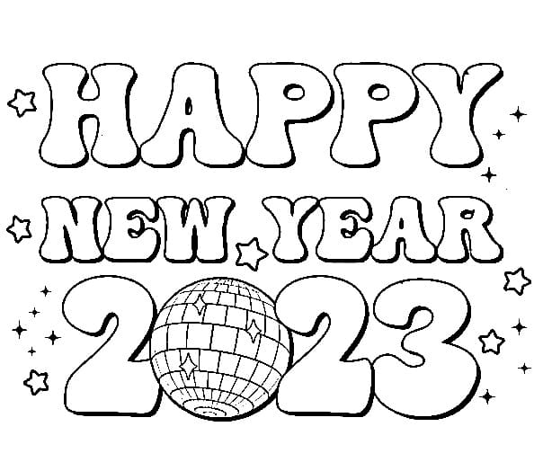 Printable New Year 2023 Coloring Page for kids.