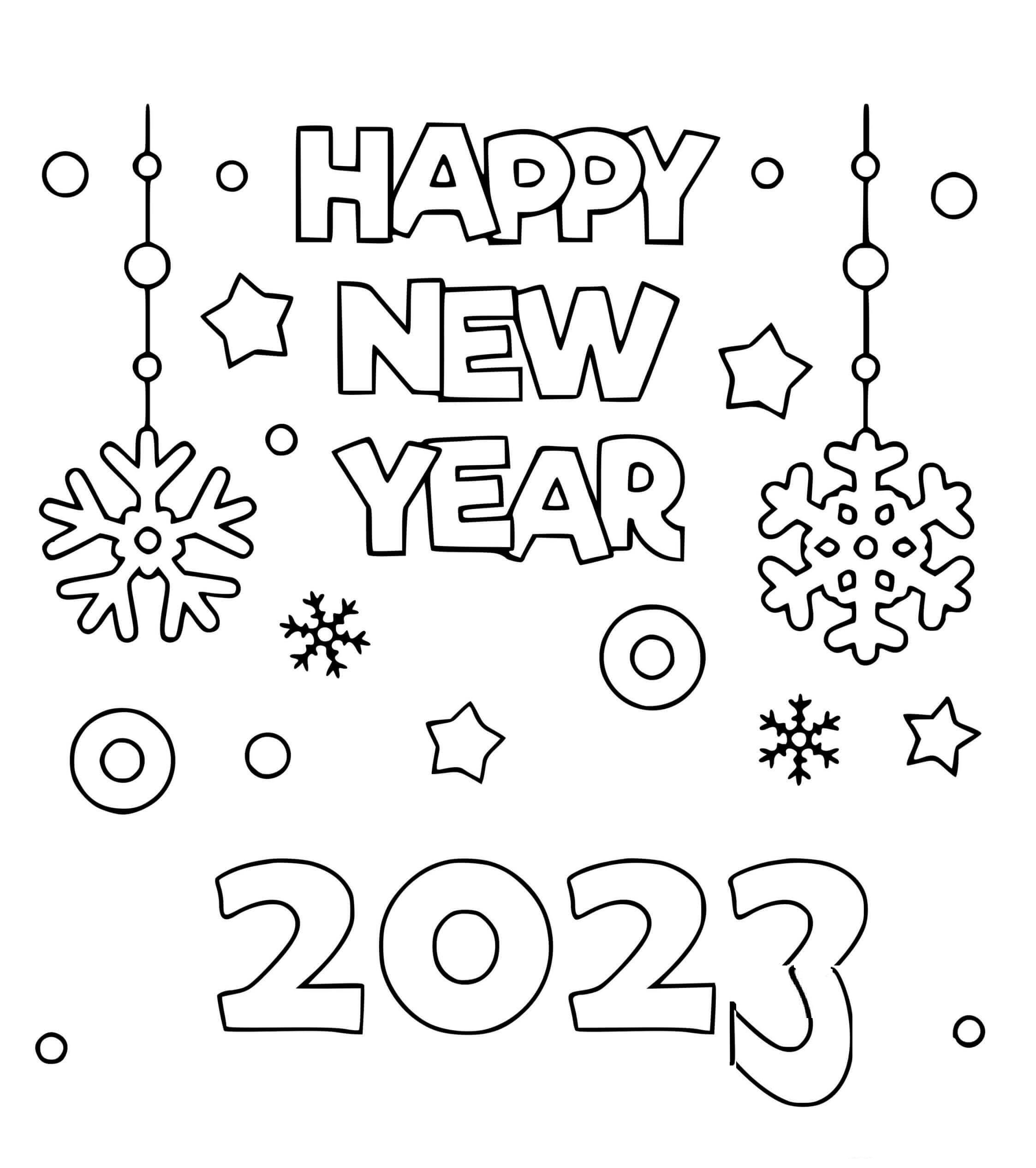 Printable New Year   2023 live.com Coloring Page for kids.