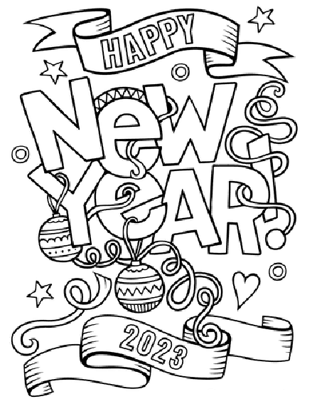 Printable New Year   2023  live.com Coloring Page for kids.