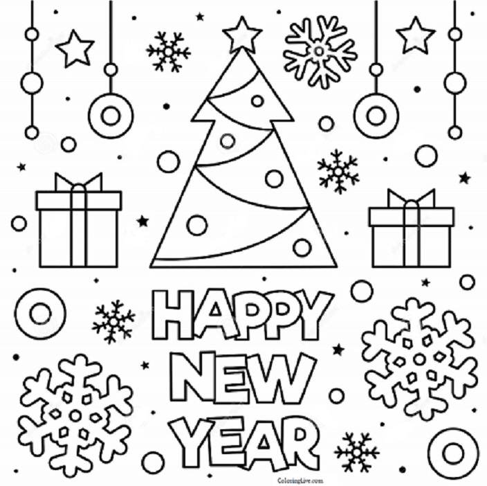 Printable New Year   2 live.com Coloring Page for kids.