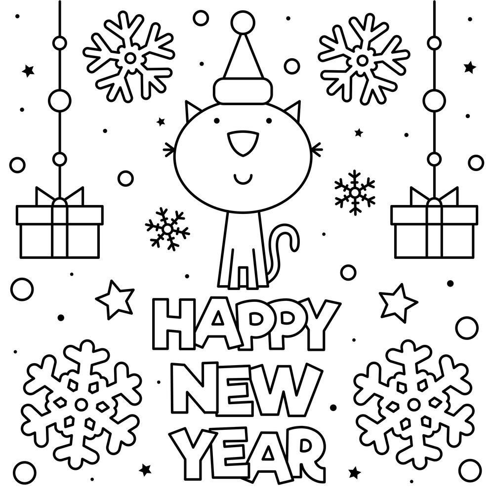 Printable New Year  Sheets Coloring Page for kids.