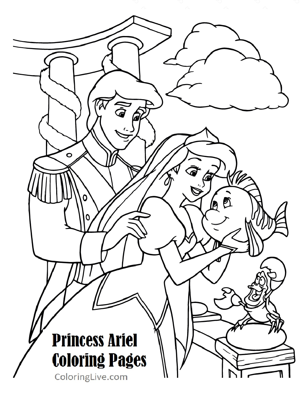 Princess Ariel (the Little Mermaid) Coloring Pages for Kids (Printable ...