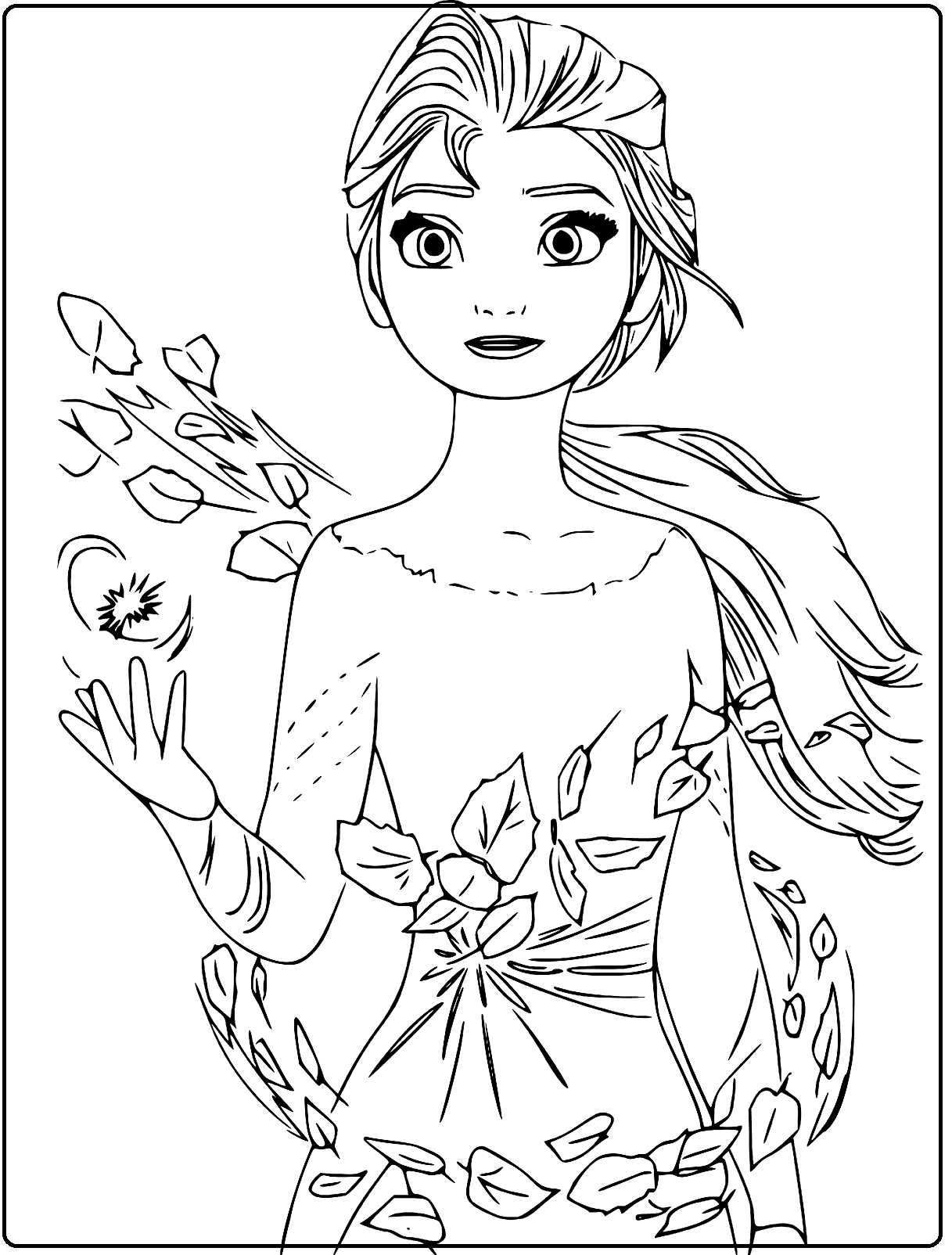 Printable Elsa Portrait Coloring Page for kids.