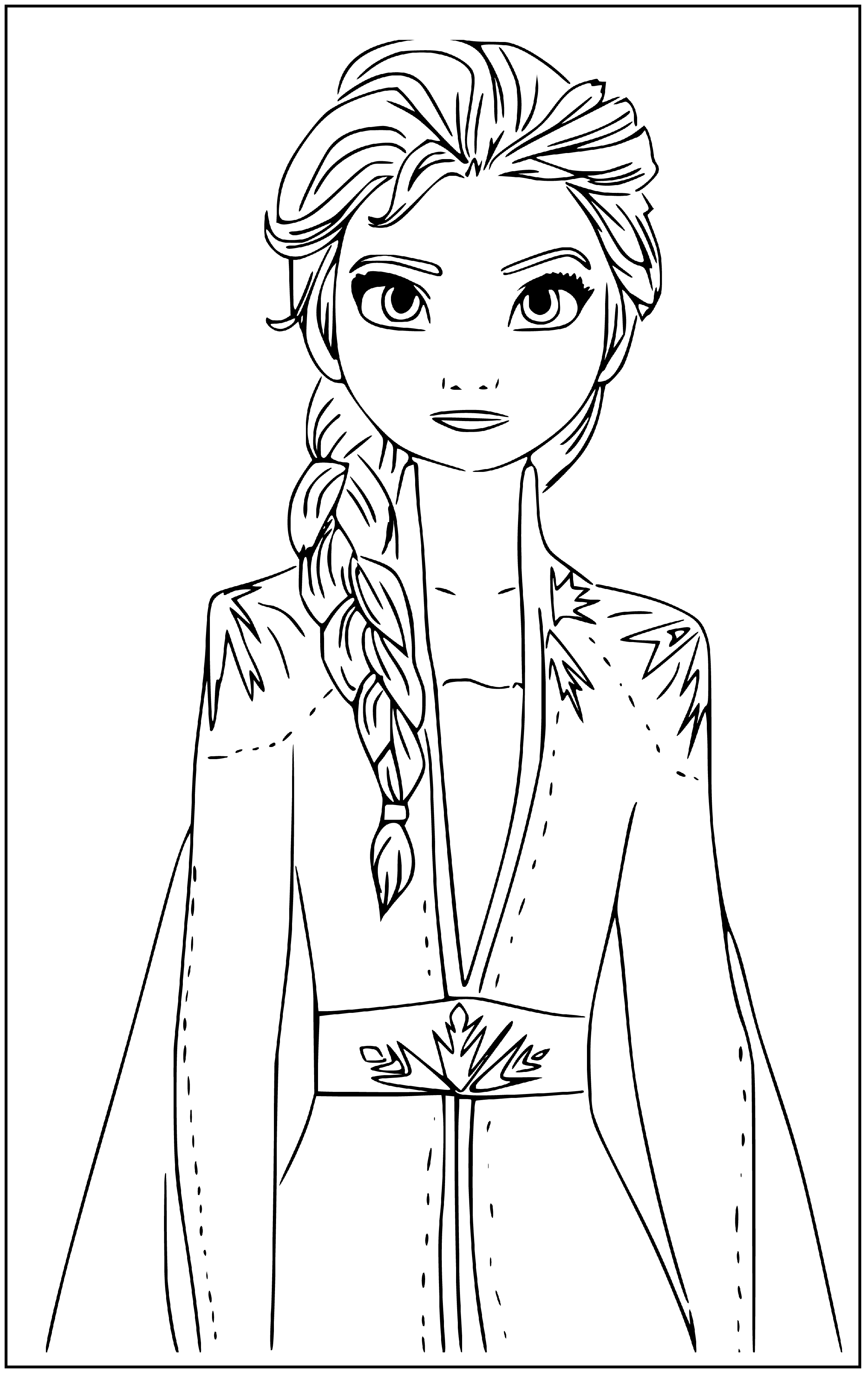 Printable Princess Elsa Portrait Coloring Page for kids.