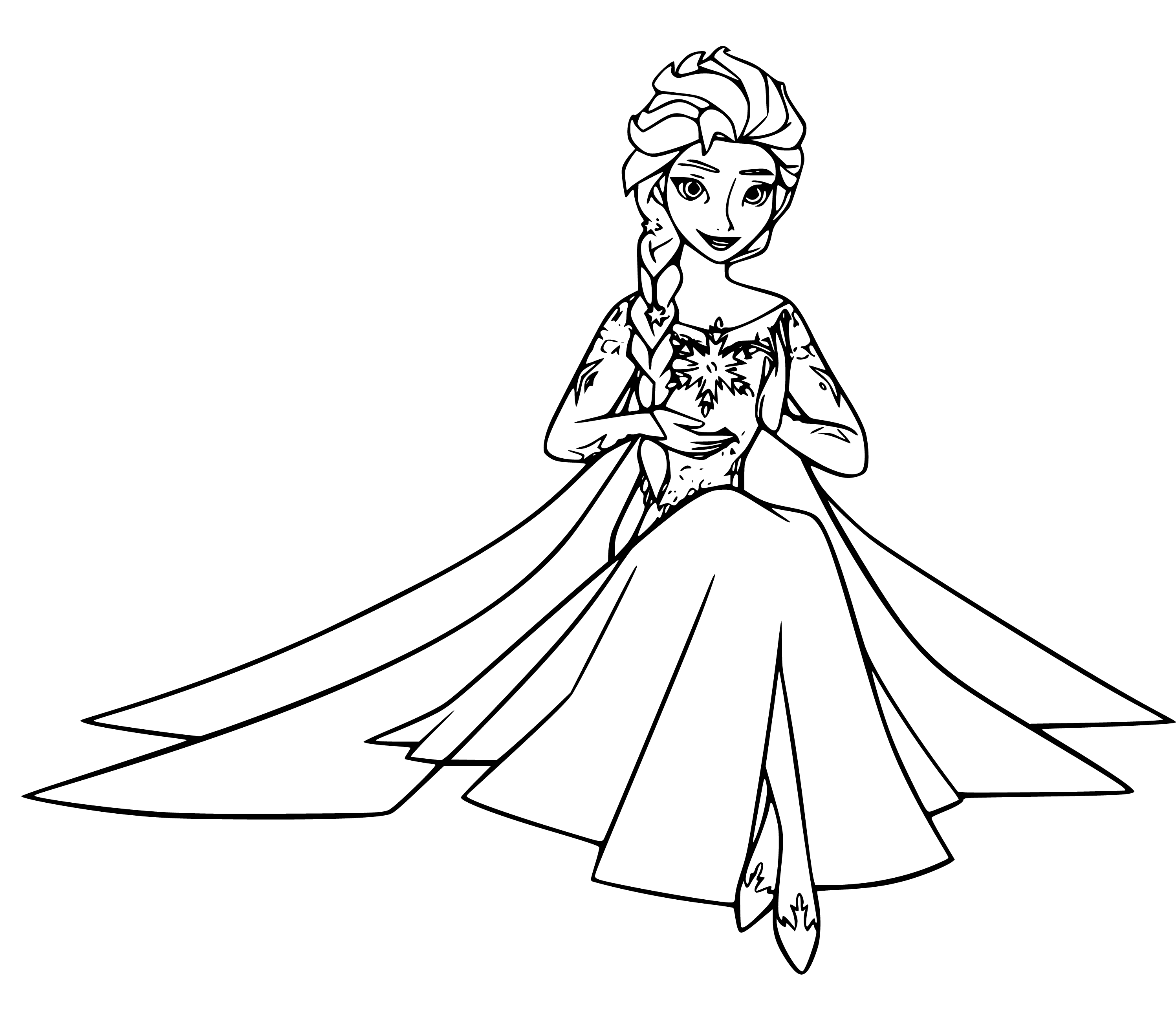 Printable Lovely Elsa Coloring Page for kids.