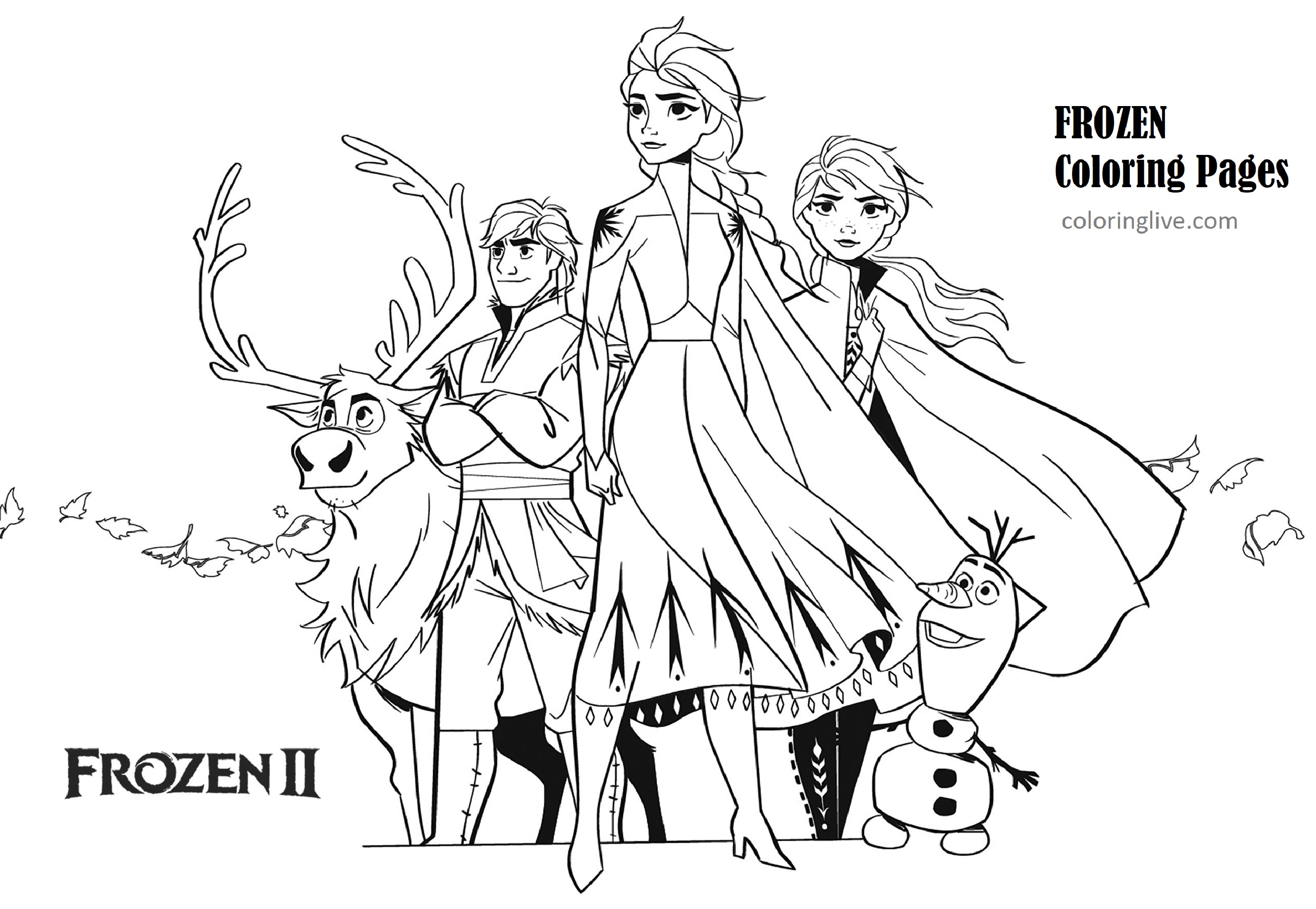 Printable Incredible Frozen 2 Cover Coloring Page for kids.