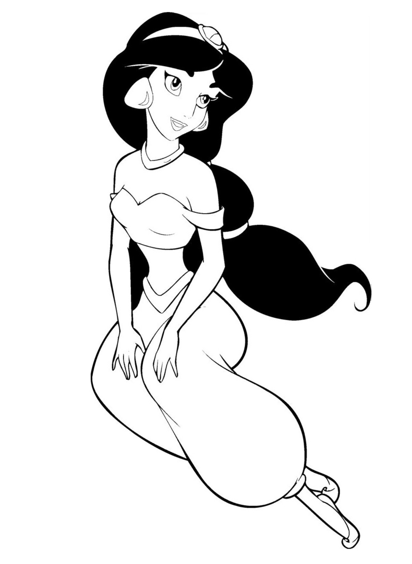 Printable Lovely Princess Jasmine Coloring Page for kids.