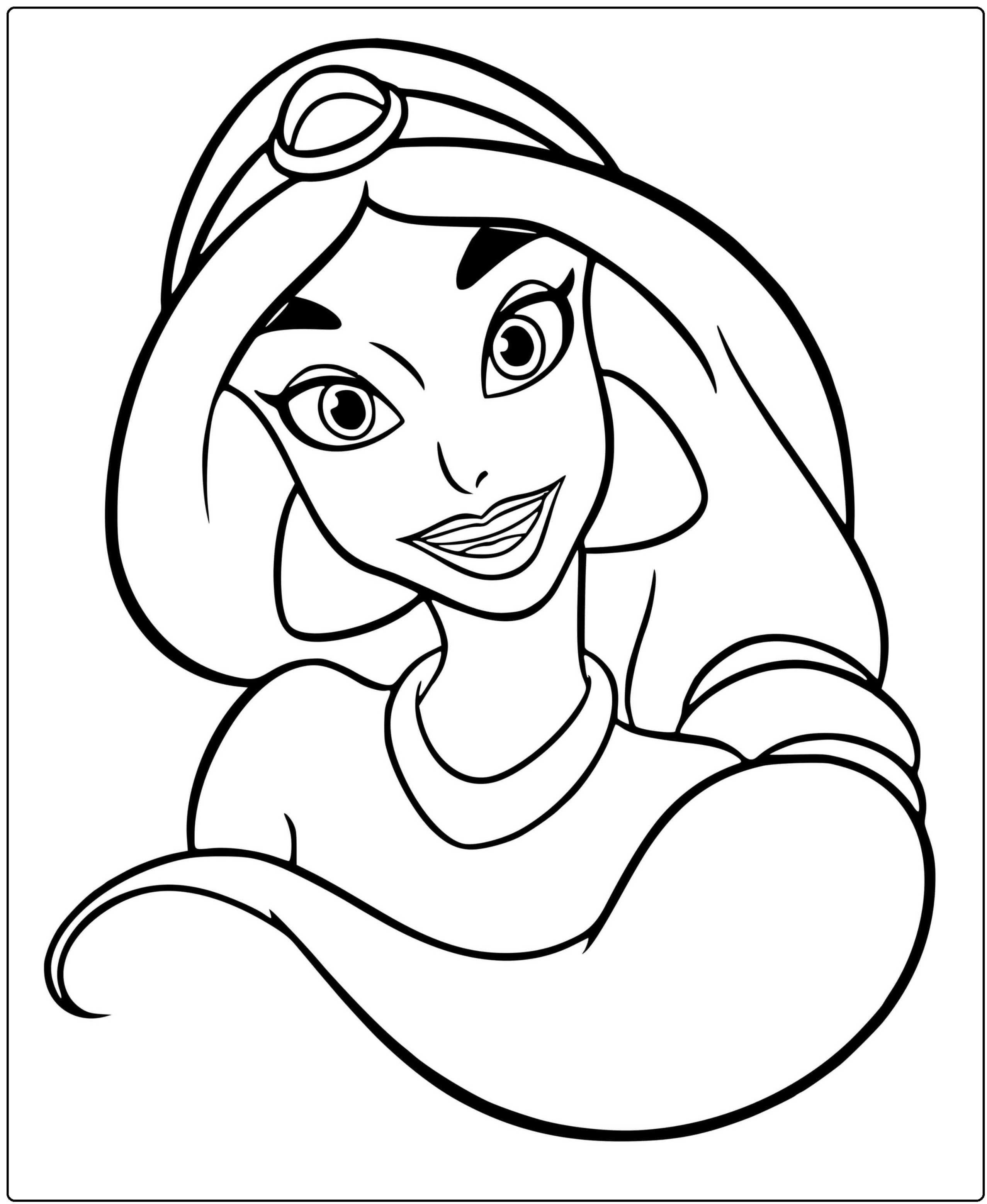 Printable Jasmine black and white  sticker Coloring Page for kids.