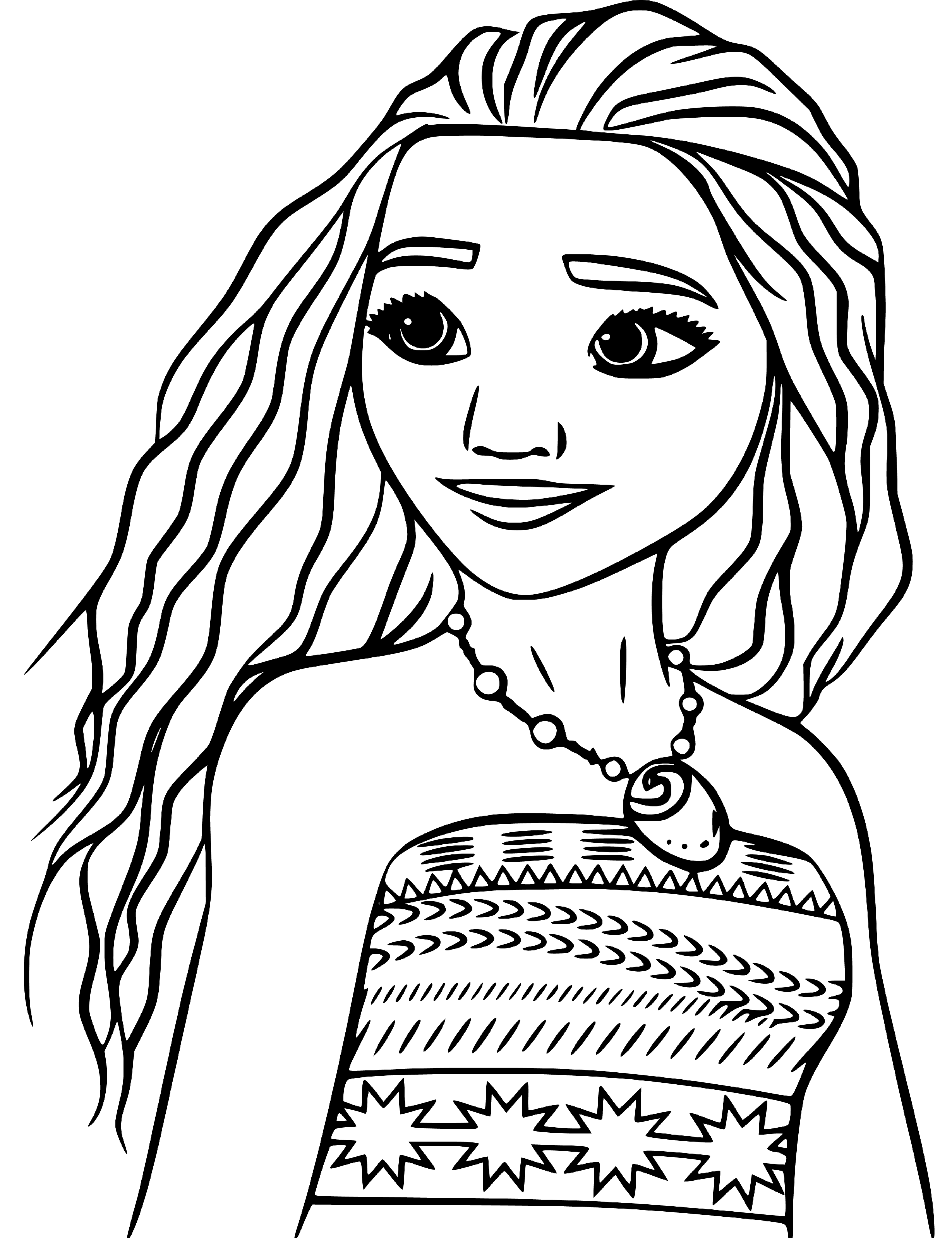 Printable Beautiful Moana Coloring Page for kids.
