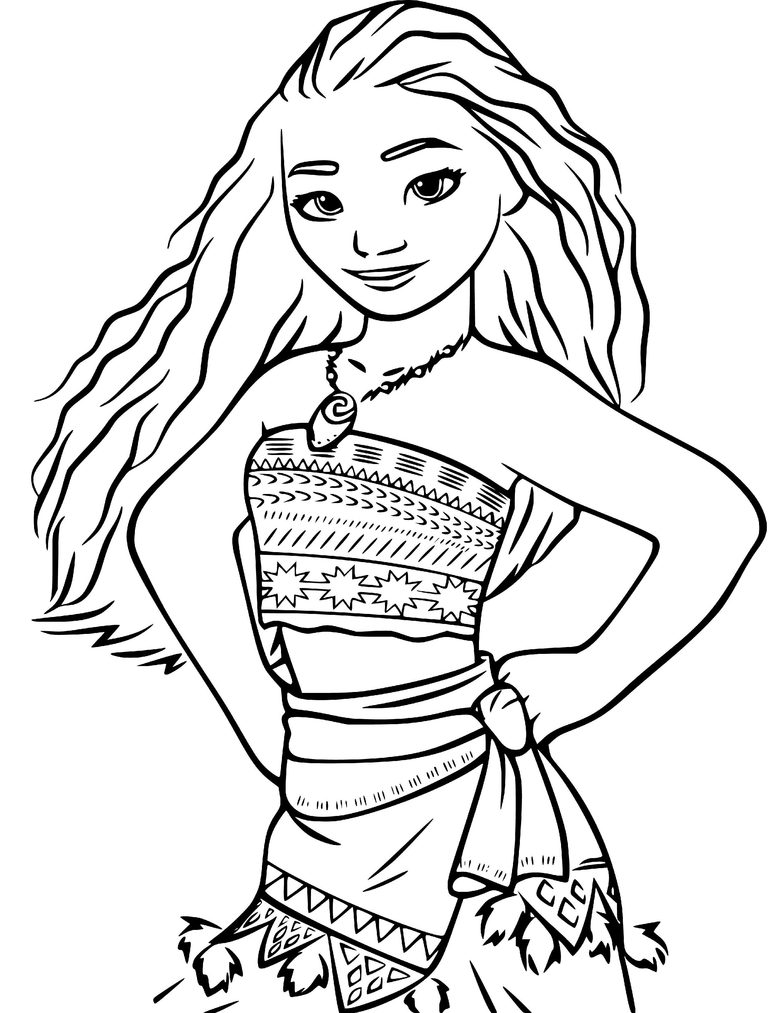 Printable Moana outline Coloring Page for kids.