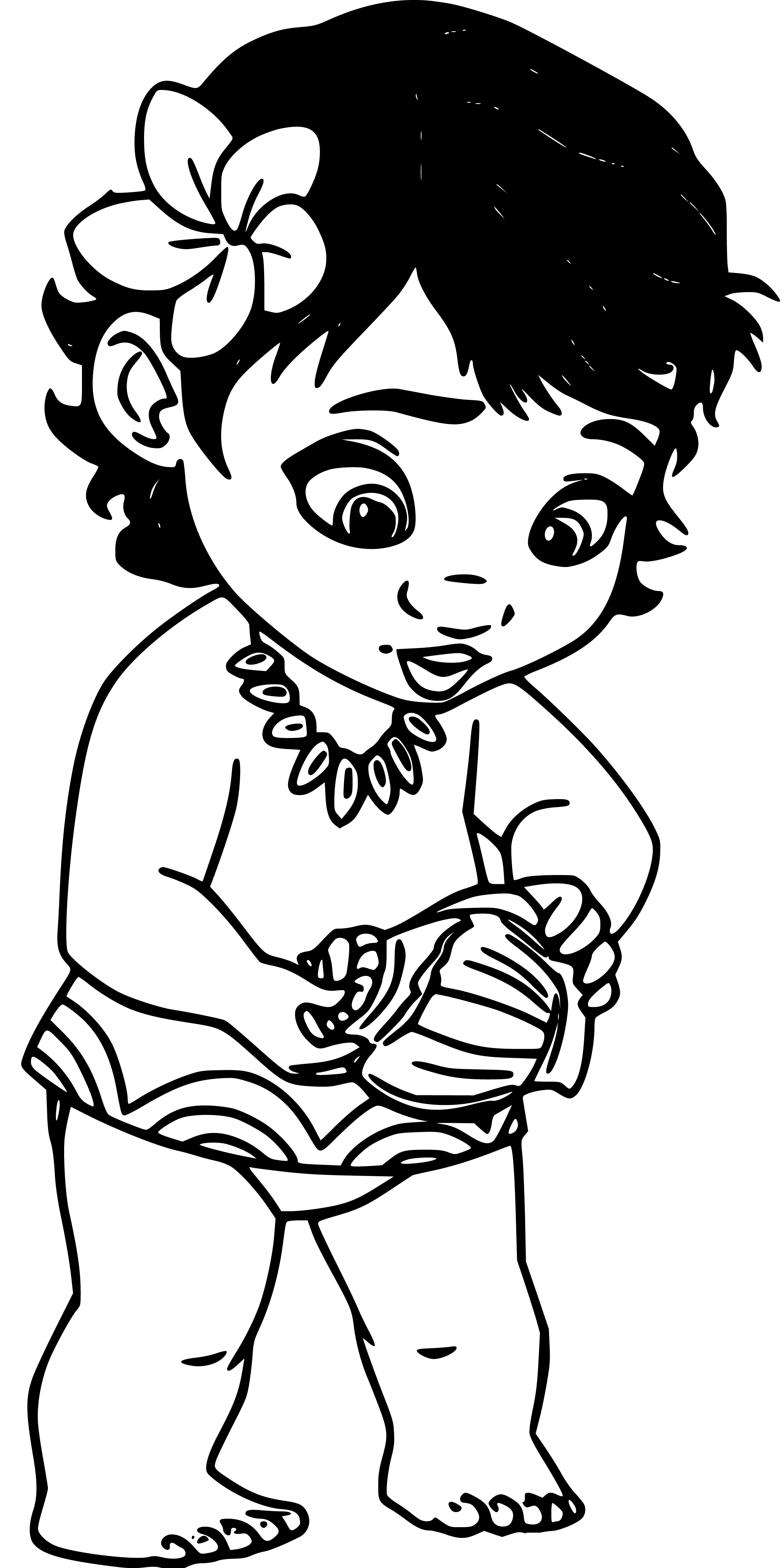Printable Moana as Baby Coloring Page for kids.