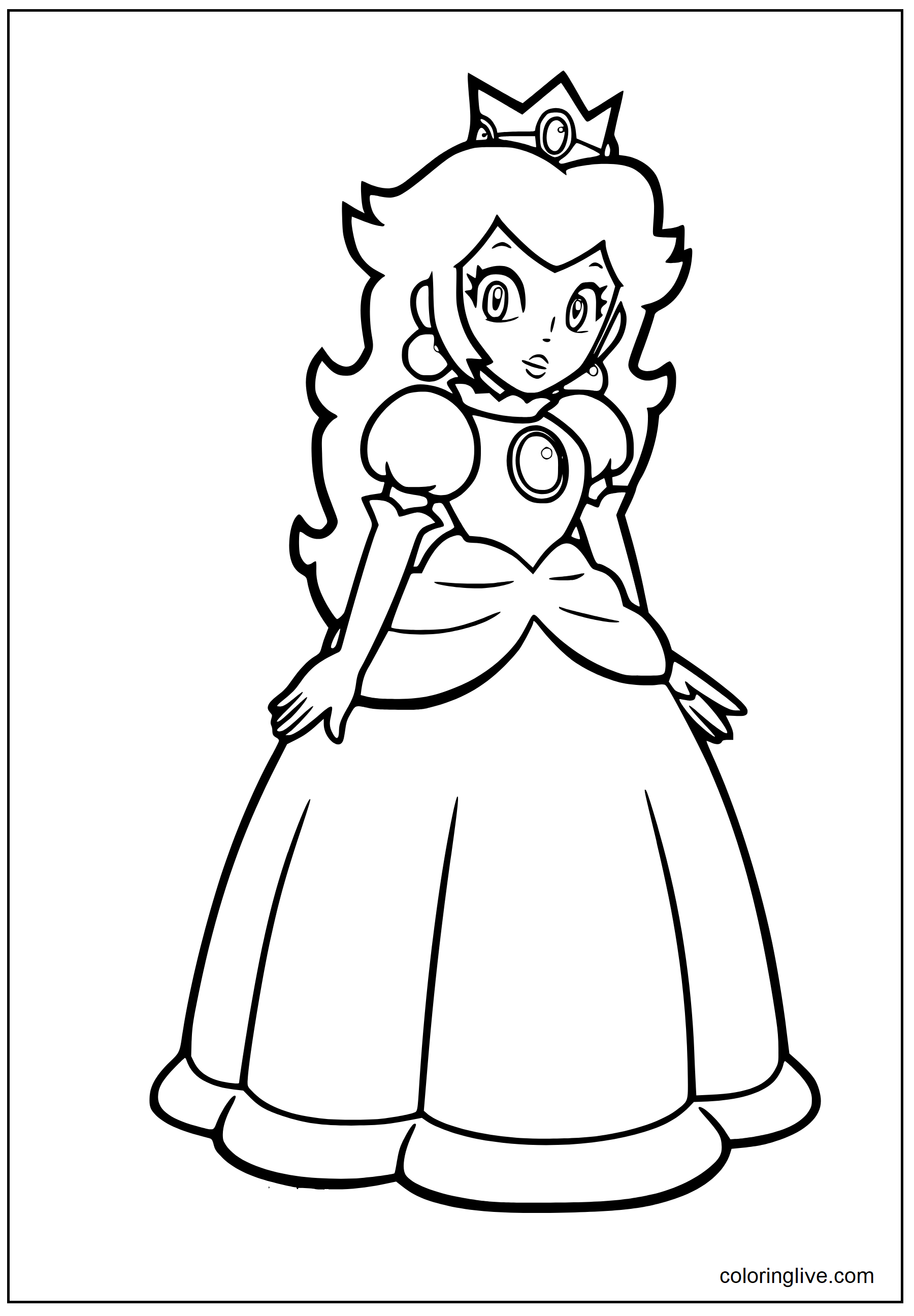 Printable Princess Peach  sheet Coloring Page for kids.