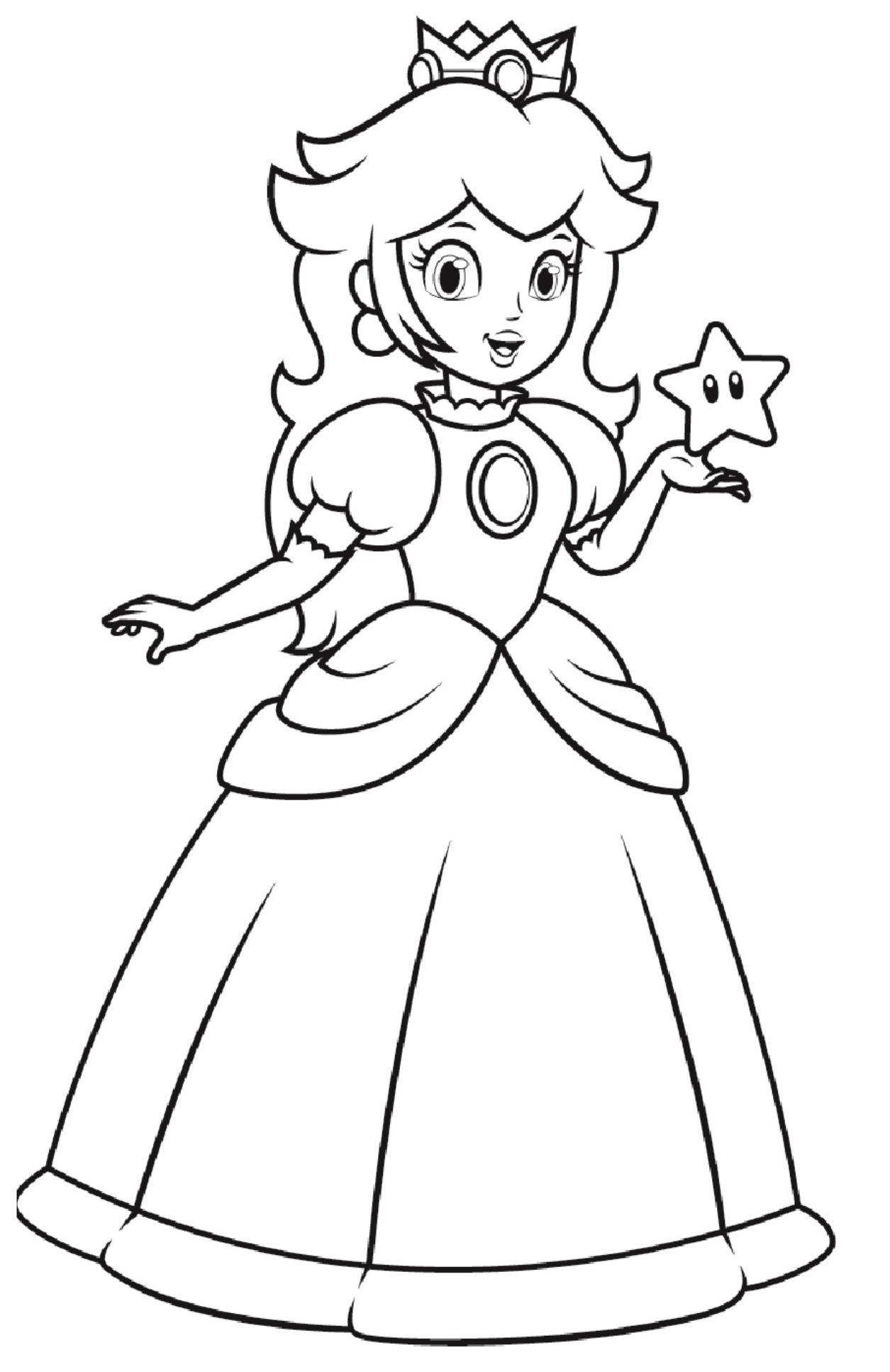 Princess Peach From Super Mario Bros Coloring Page Easy Drawing Guides ...