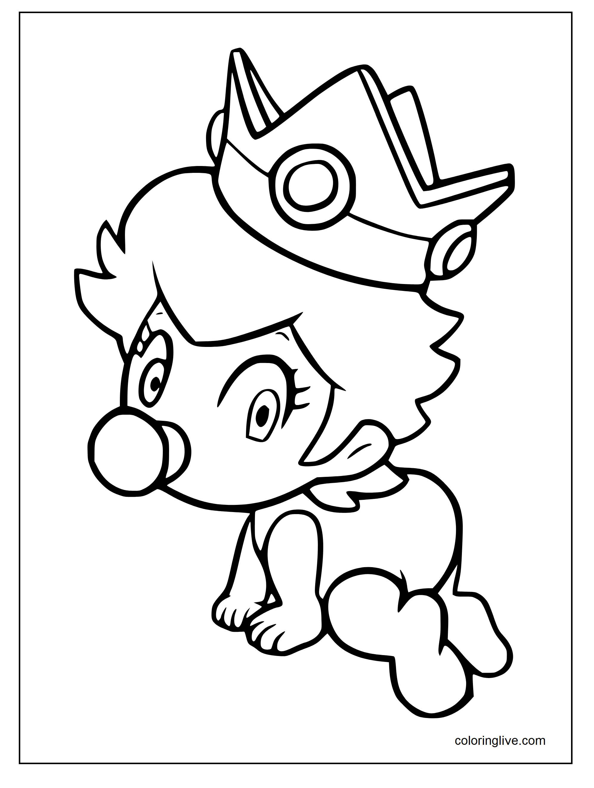Printable Princess Peach as a Baby Coloring Page for kids.