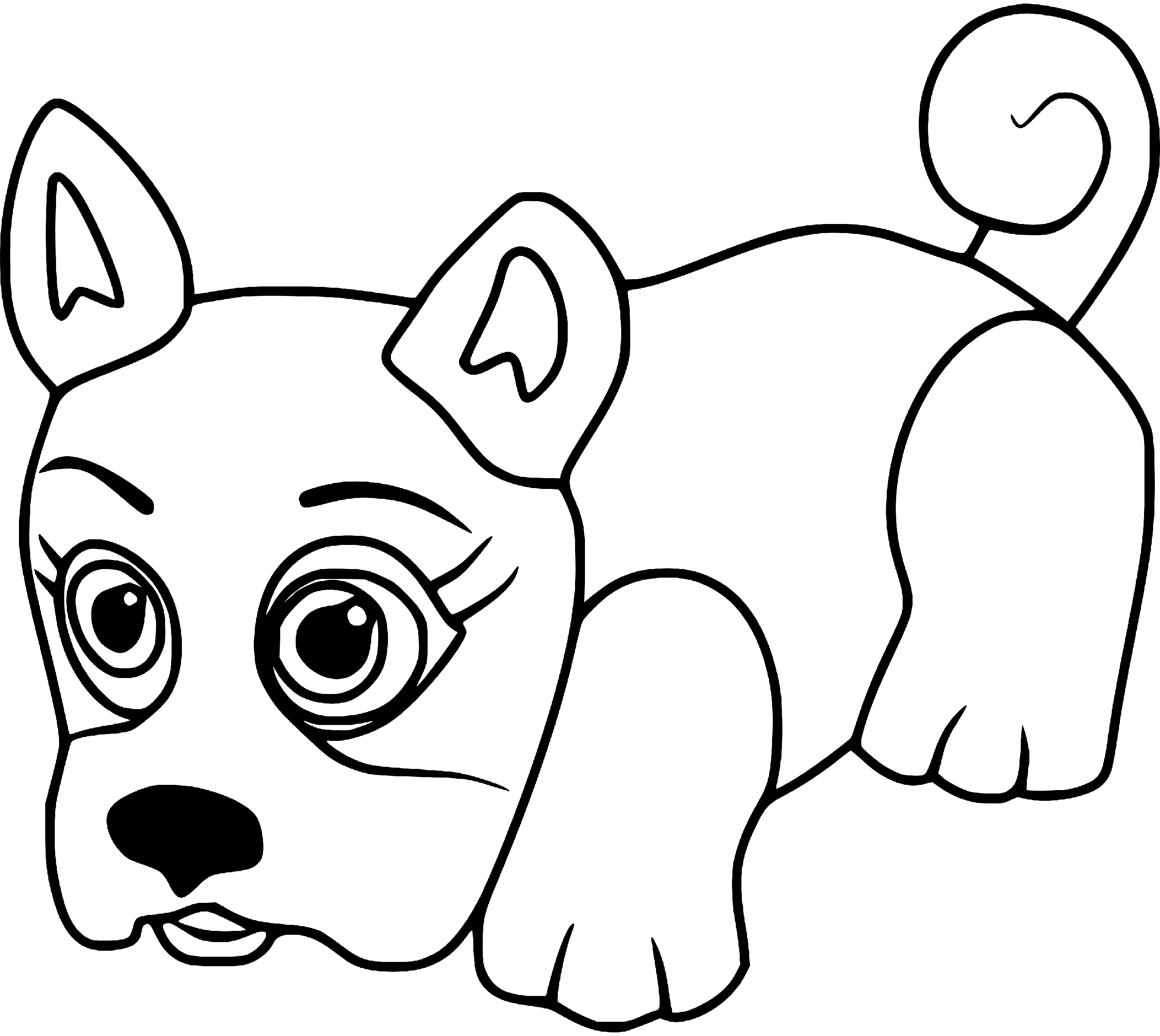 Printable Puppy sniffing Coloring Page for kids.