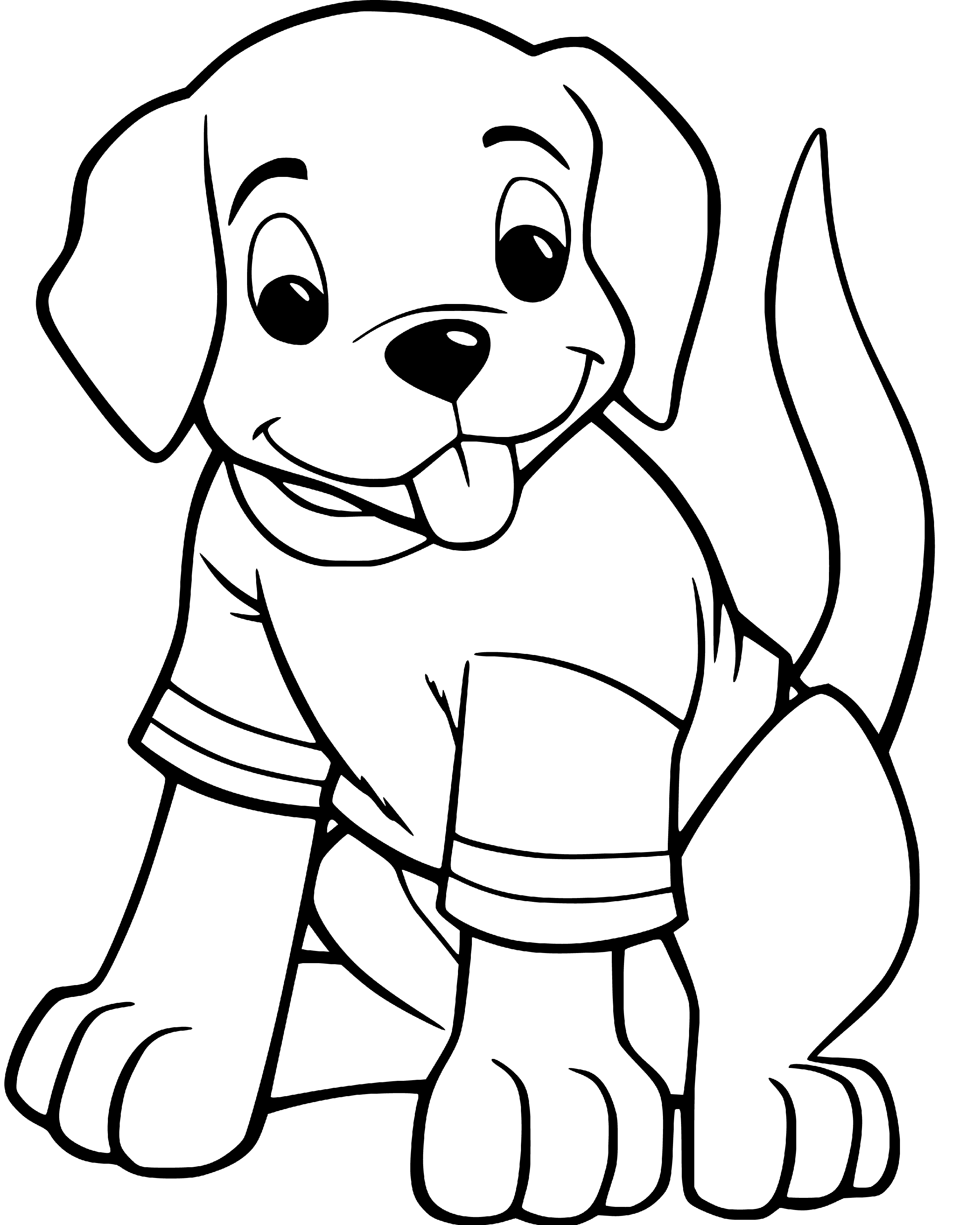 Printable Happy Puppy Coloring Page for kids.