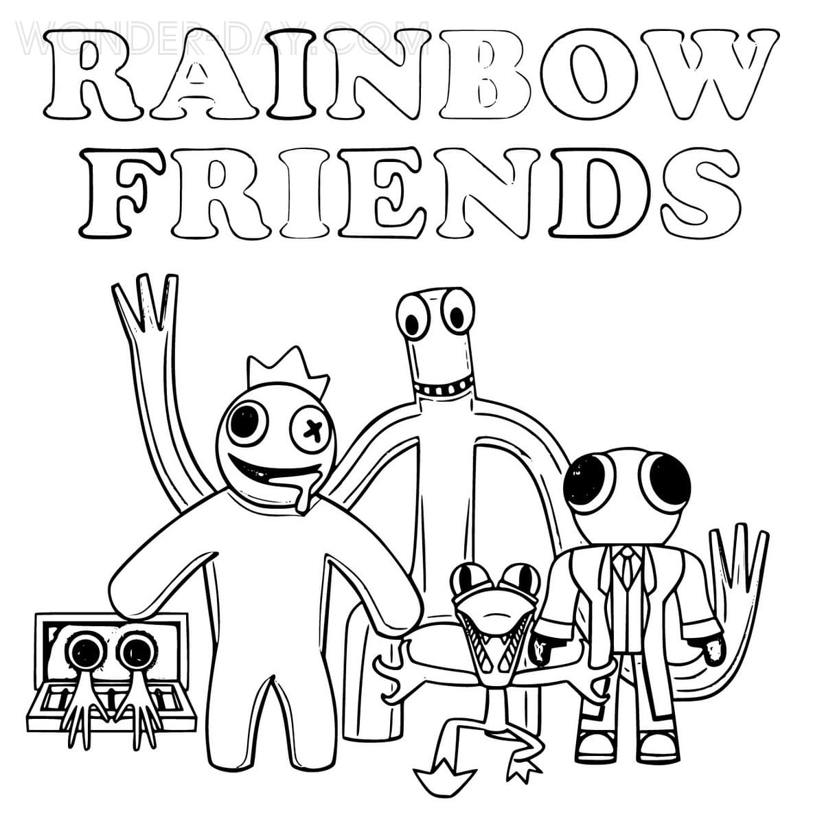Printable Yellow from Rainbow Friends Coloring Page for kids.