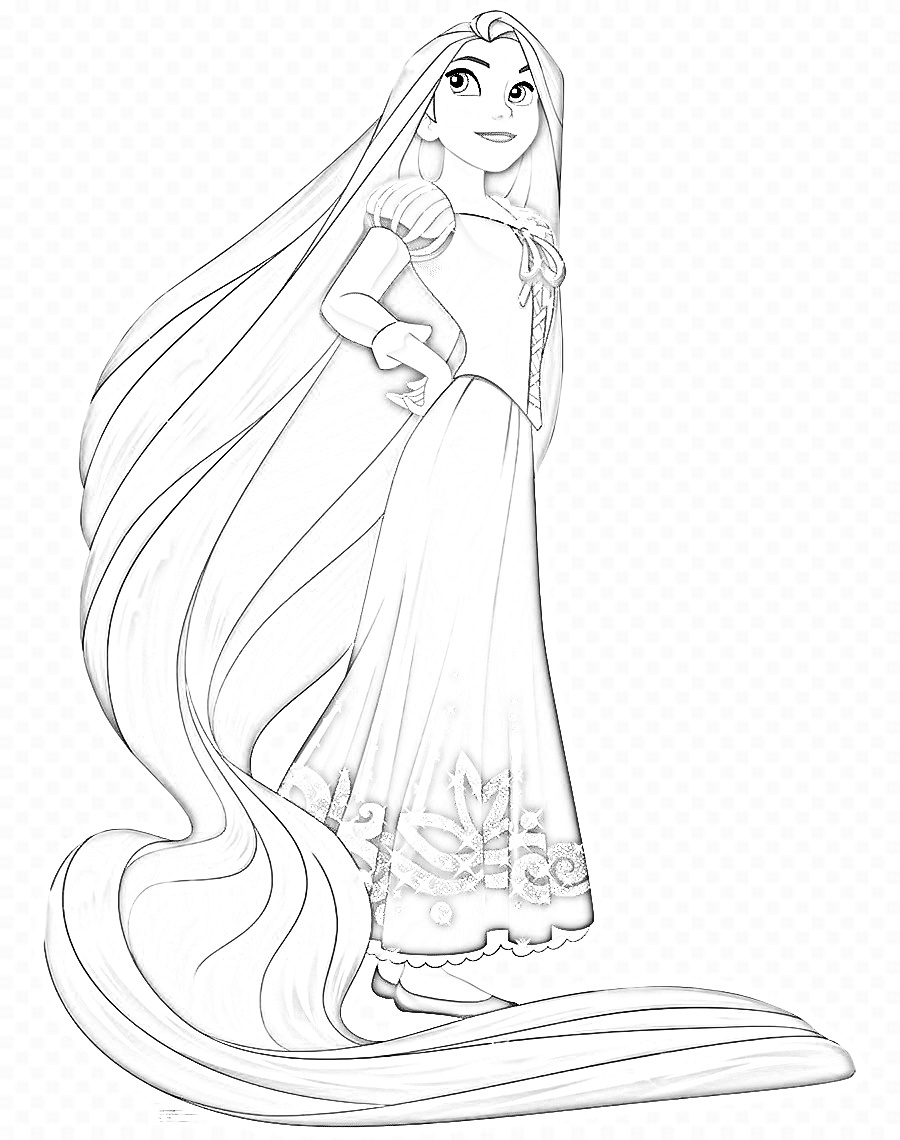 Printable Pretty Rapunzel Coloring Page for kids.