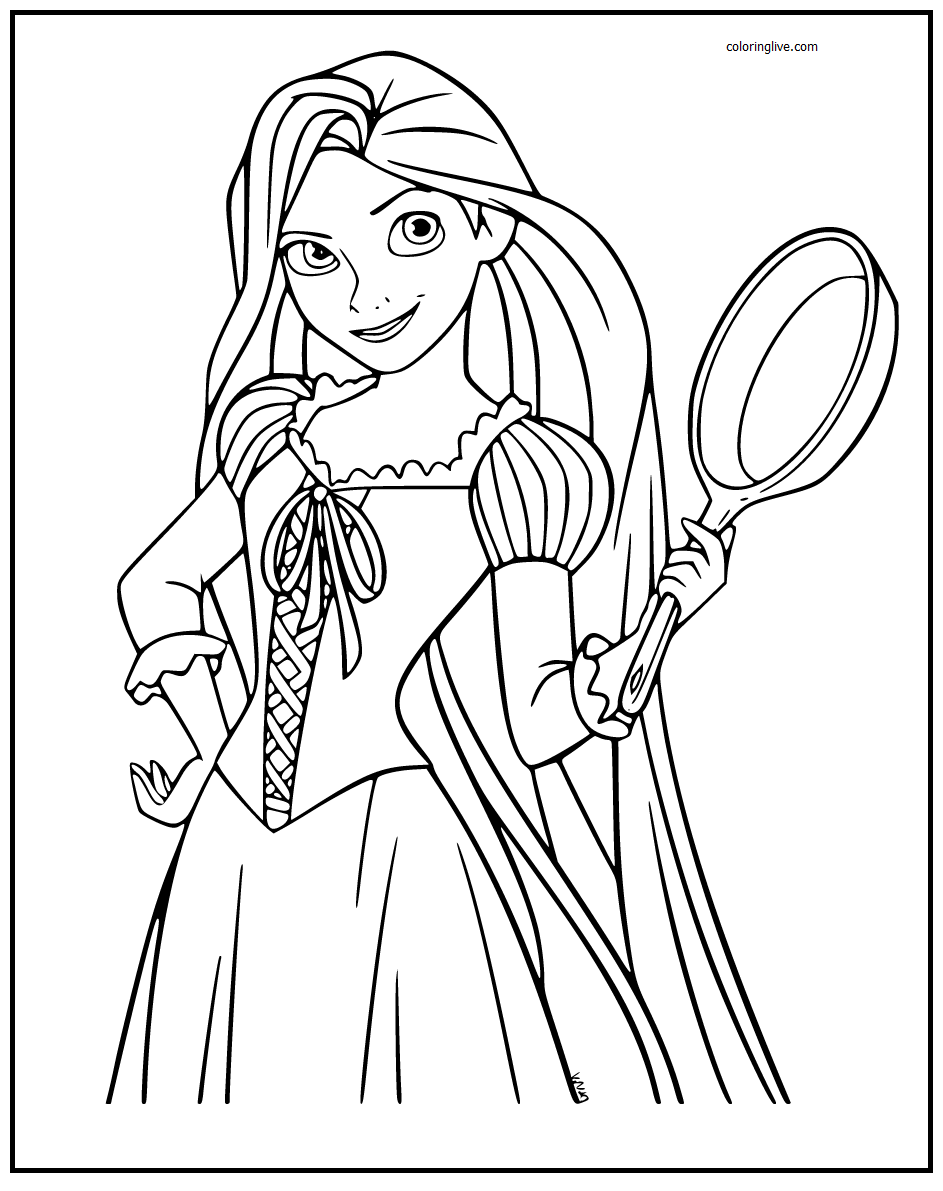 Printable Rapunzel Coloring Page for kids.